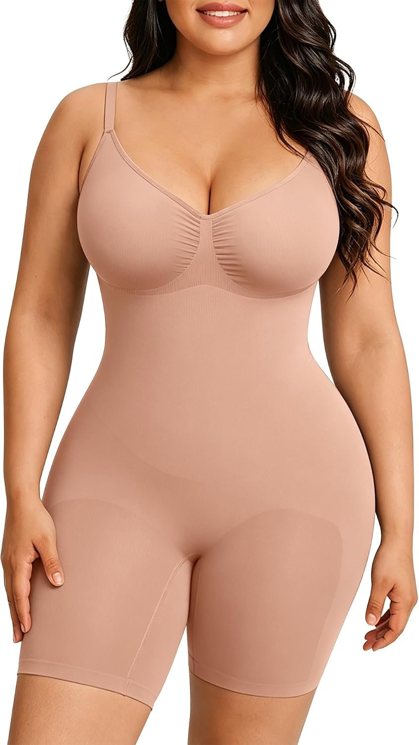 FeelinGirl Shapewear Tummy Control Seamless Bodysuit Hip Enhancer Body Shaper for Women