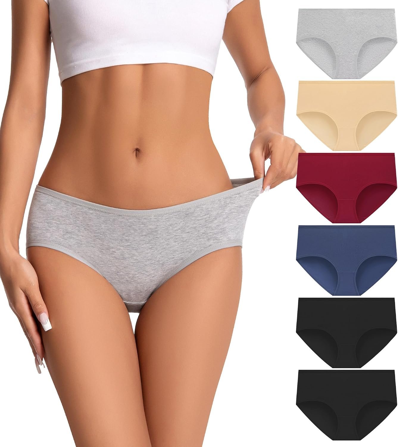 dmuveo Womens Underwear Cotton Soft Hipster Full Coverage Ladies Stretch Panties (Regular & Plus Size)