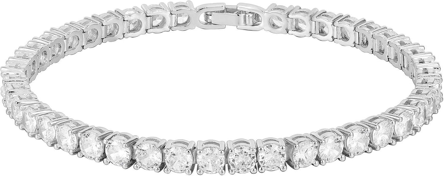PAVOI 14K Gold Plated Cubic Zirconia Classic Tennis Bracelet | Gold Bracelets for Women | 4mm CZ