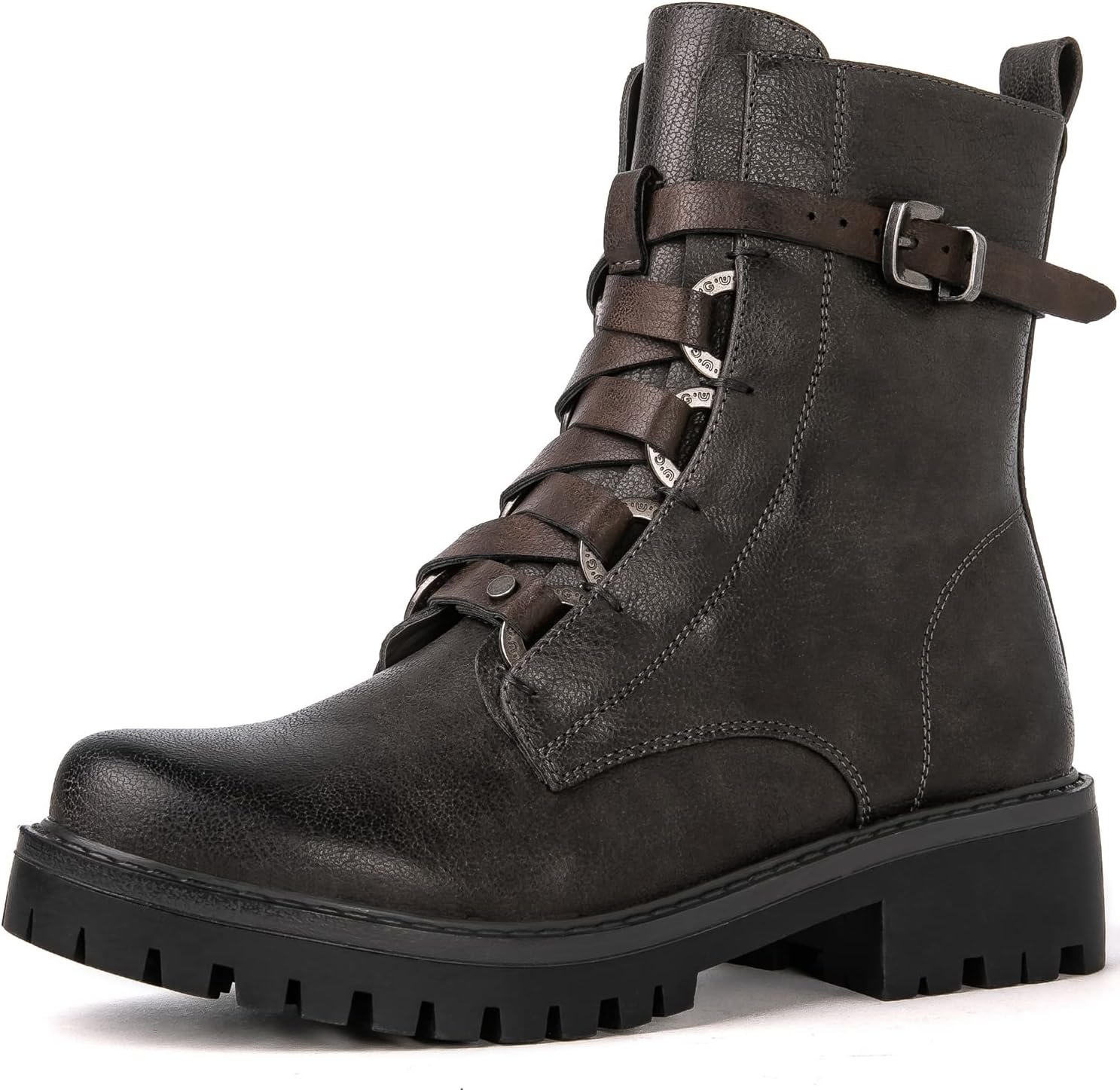 GLOBALWIN Women’s Combat Boots Lace Up Boots For Women Ankle Booties For Women Low Heel