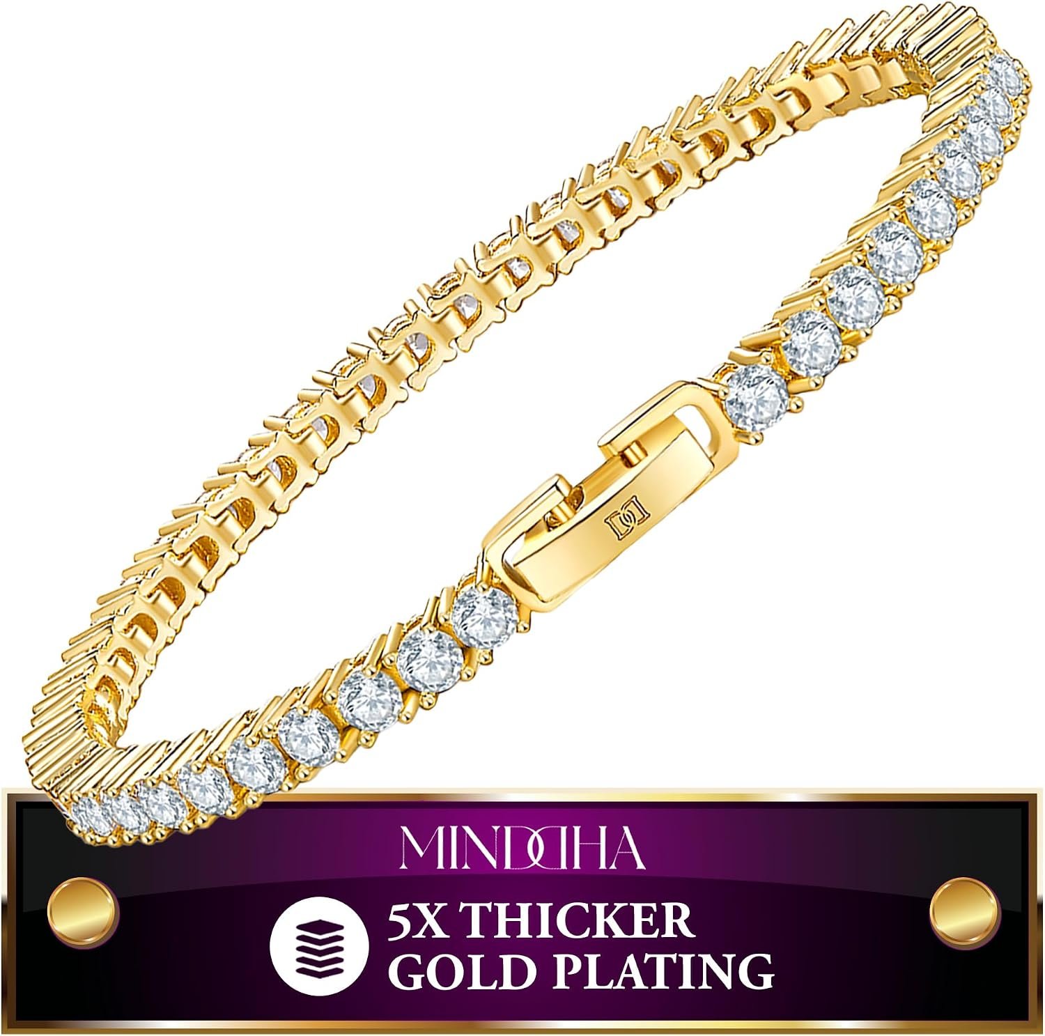 MINDDHA Tennis Bracelet | 14K Gold/White Gold Plated Cubic Zirconia Silver, Gold Bracelets for Women | 2mm 3mm Elegant CZ Tennis Bracelet for Women, Thin, Dainty, & Classic, Size 6-8 Inch