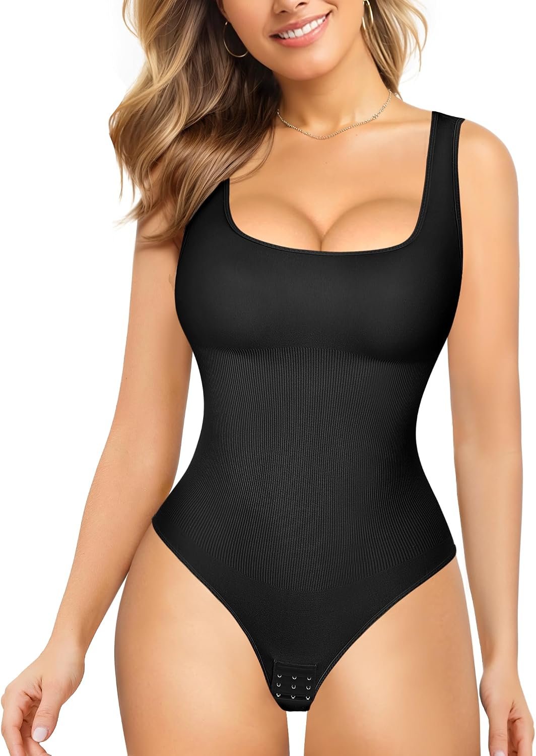 Nebility Womens’ Waist Trainer Seamless Round Neck Tummy Control Shapewear Bodysuit