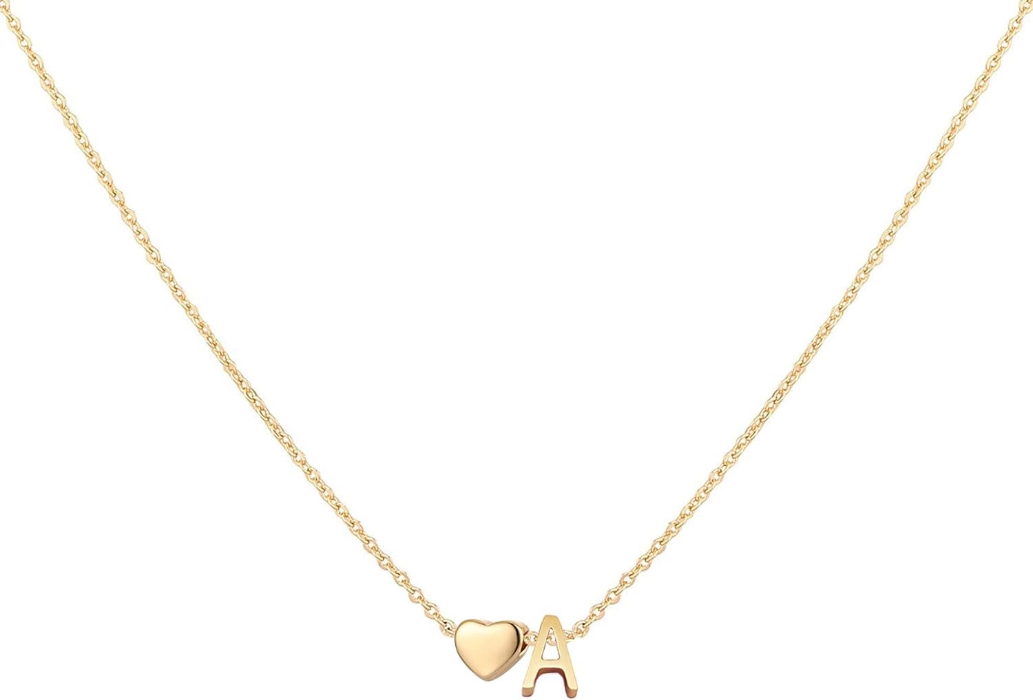 Glimmerst Initial Heart Necklace 18K Gold Plated Stainless Steel Tiny Heart Letter Necklace Personalized Monogram Name Necklace for Women
