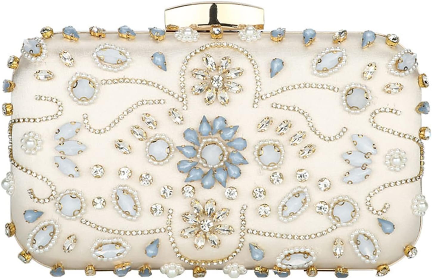 Womens Crystal Beaded Evening Bag Wedding Clutch Purse