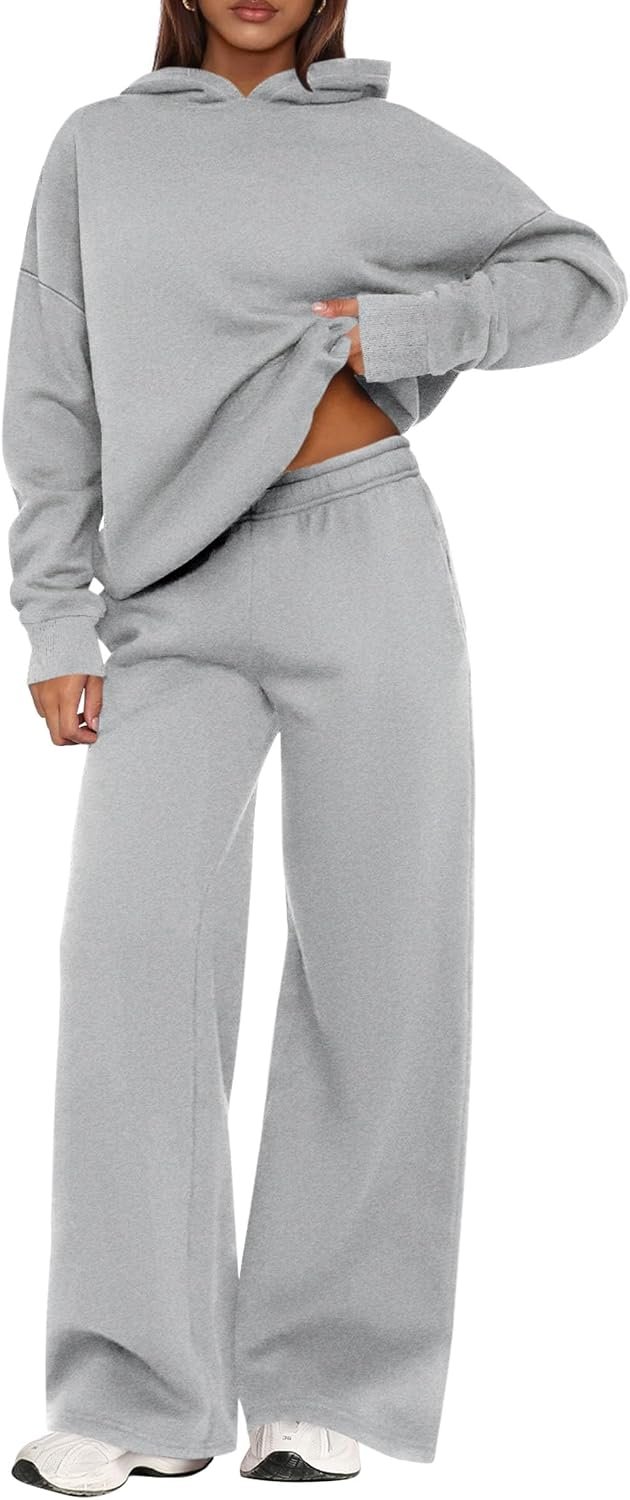 PRETTYGARDEN Womens Sweatsuits 2 Piece Set 2026 Casual Winter Long Sleeve Hoodie Loose Wide Leg Sweatpants Fall Tracksuit