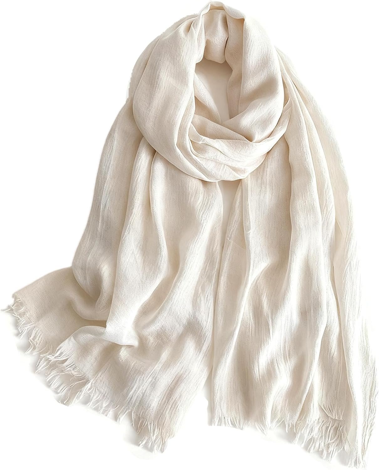 Gauze Summer Scarf Women Men Lightweight Soft Large Long 75×40 Beach Headscarf Shawls Wrap Fringed for Travel Party