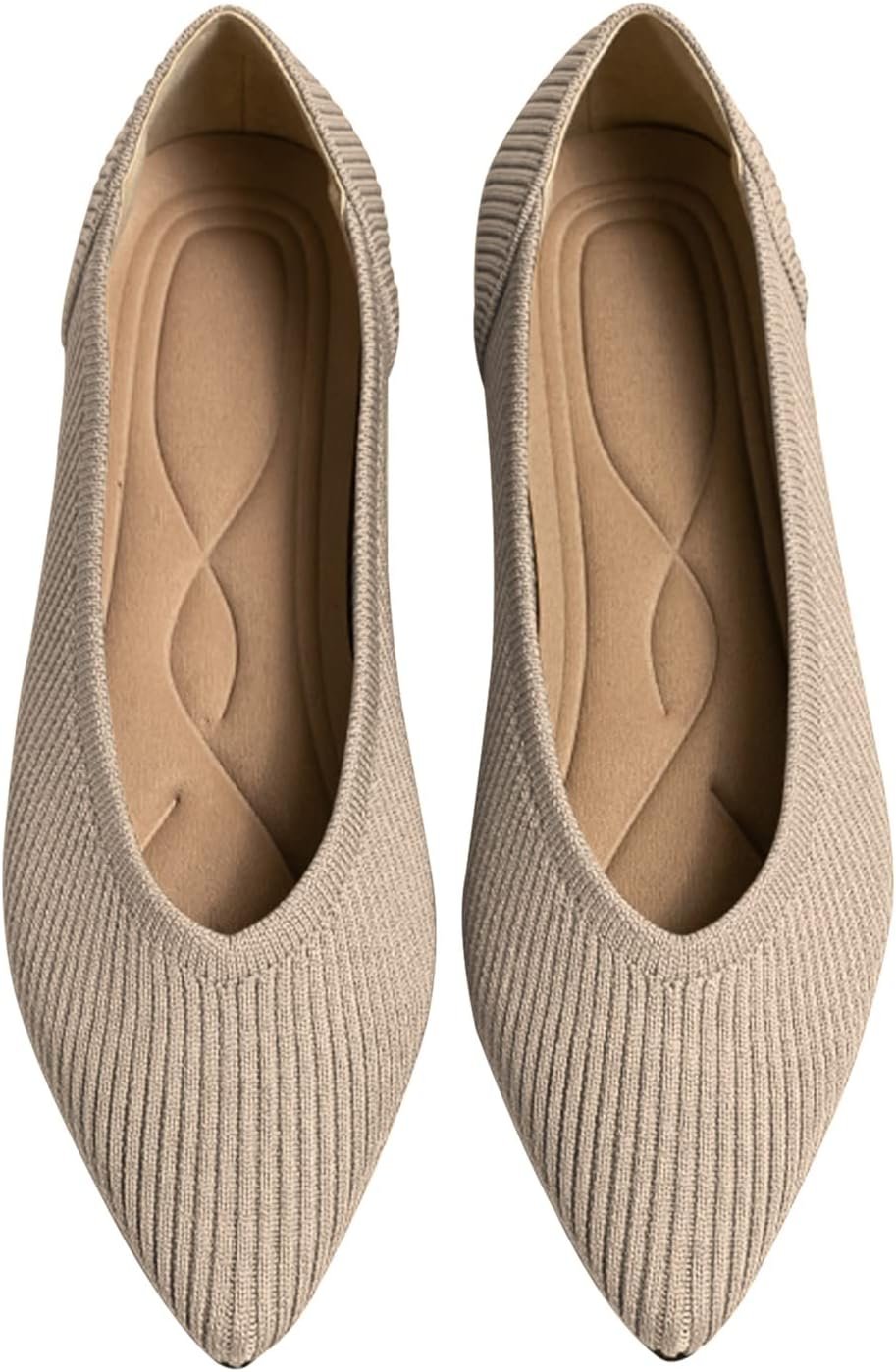 TINGRISE Women’s Flats Shoes Pointed Toe Knit Ballet Comfortable Dressy Slip On Flat