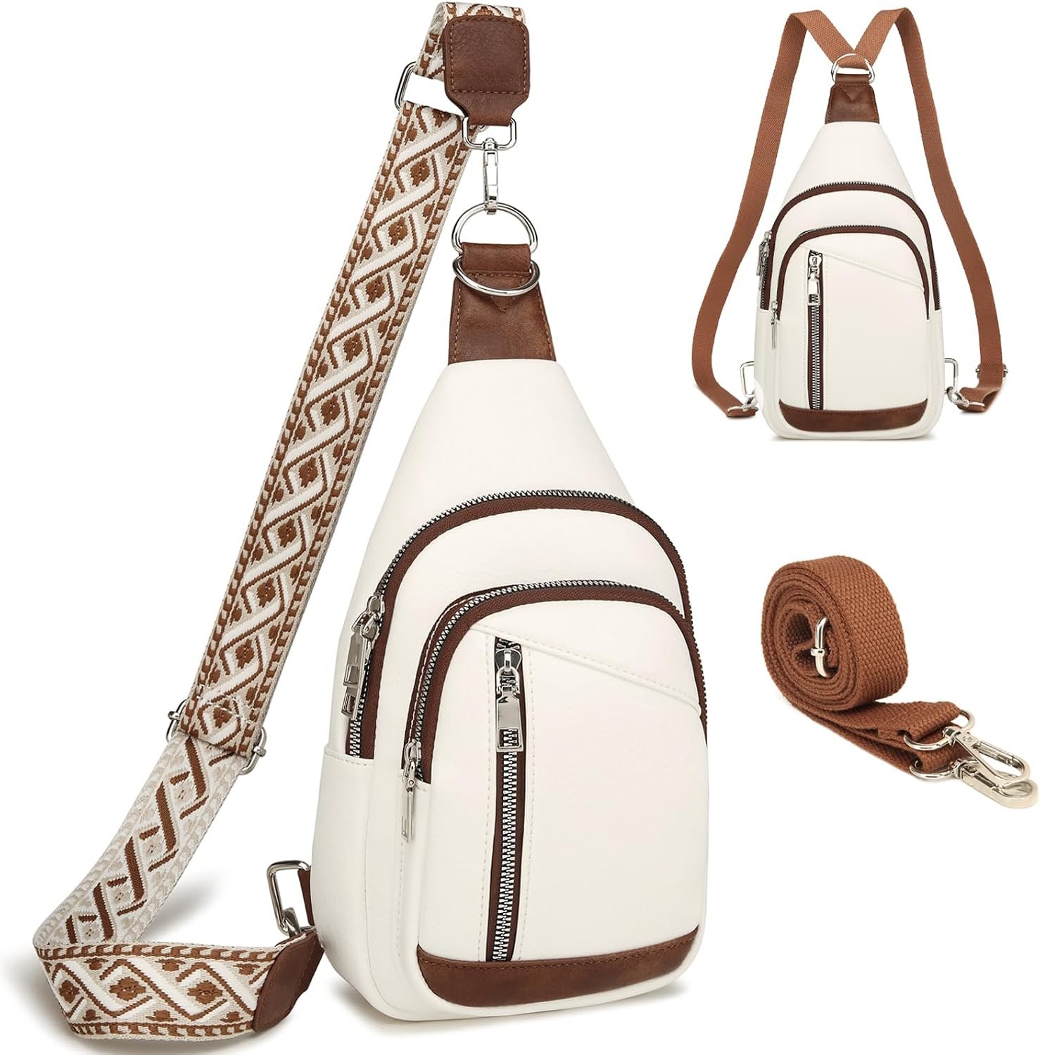 MYHOZEE Small Diaper Bag Crossbody Sling Purse for Women – 2 in 1 Leather Backpack with 2 Straps for Short Trips Work Daily | Mini diaper bag