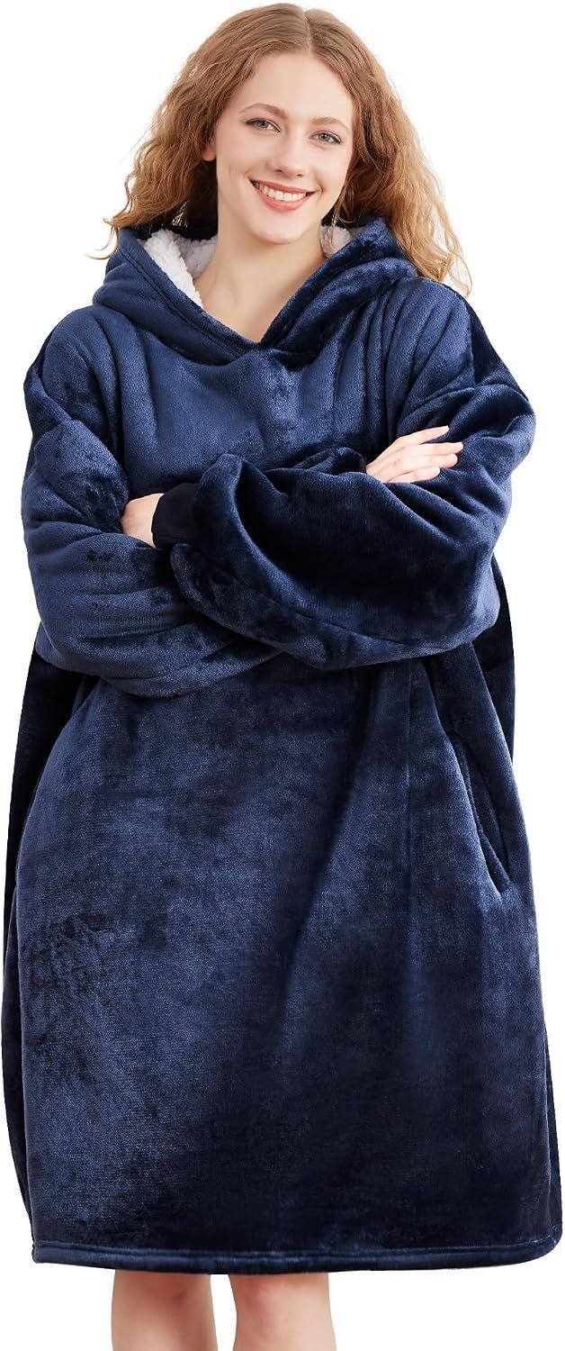 AmyHomie Wearable Blanket Hoodie for Adults & Teens,Oversized Sherpa Hooded Blanket,Warm Cozy Blanket Sweatshirt as Christmas Birthday Gifts for Women Men
