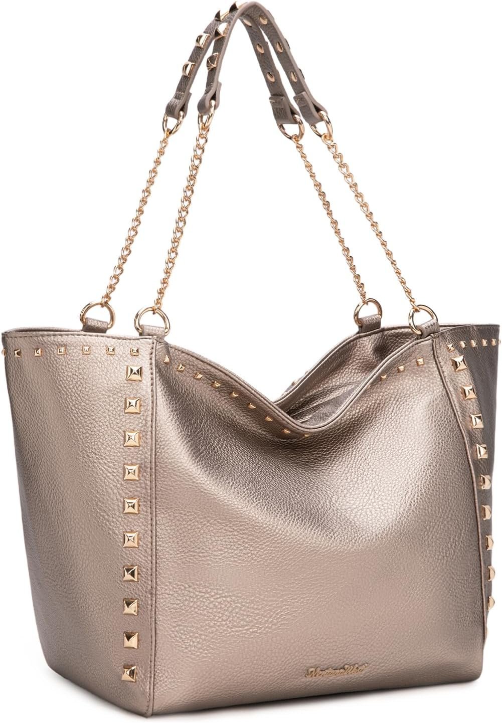 Montana West Large Tote Bag for Women Oversized Shoulder Purses with Chain Handbags