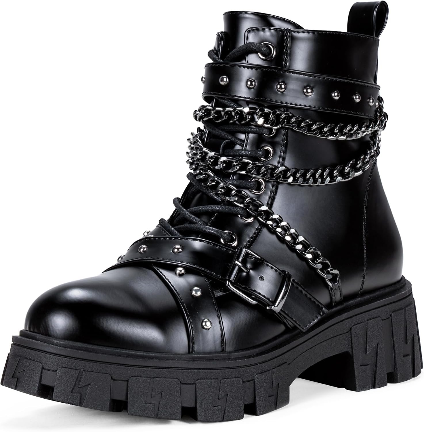 Jeossy Women’s 9620 Chelsea Combat Boots, Platform Ankle Boots Chunky Heel, Fashion Lug Sole Slip on Booties with Elastic Band
