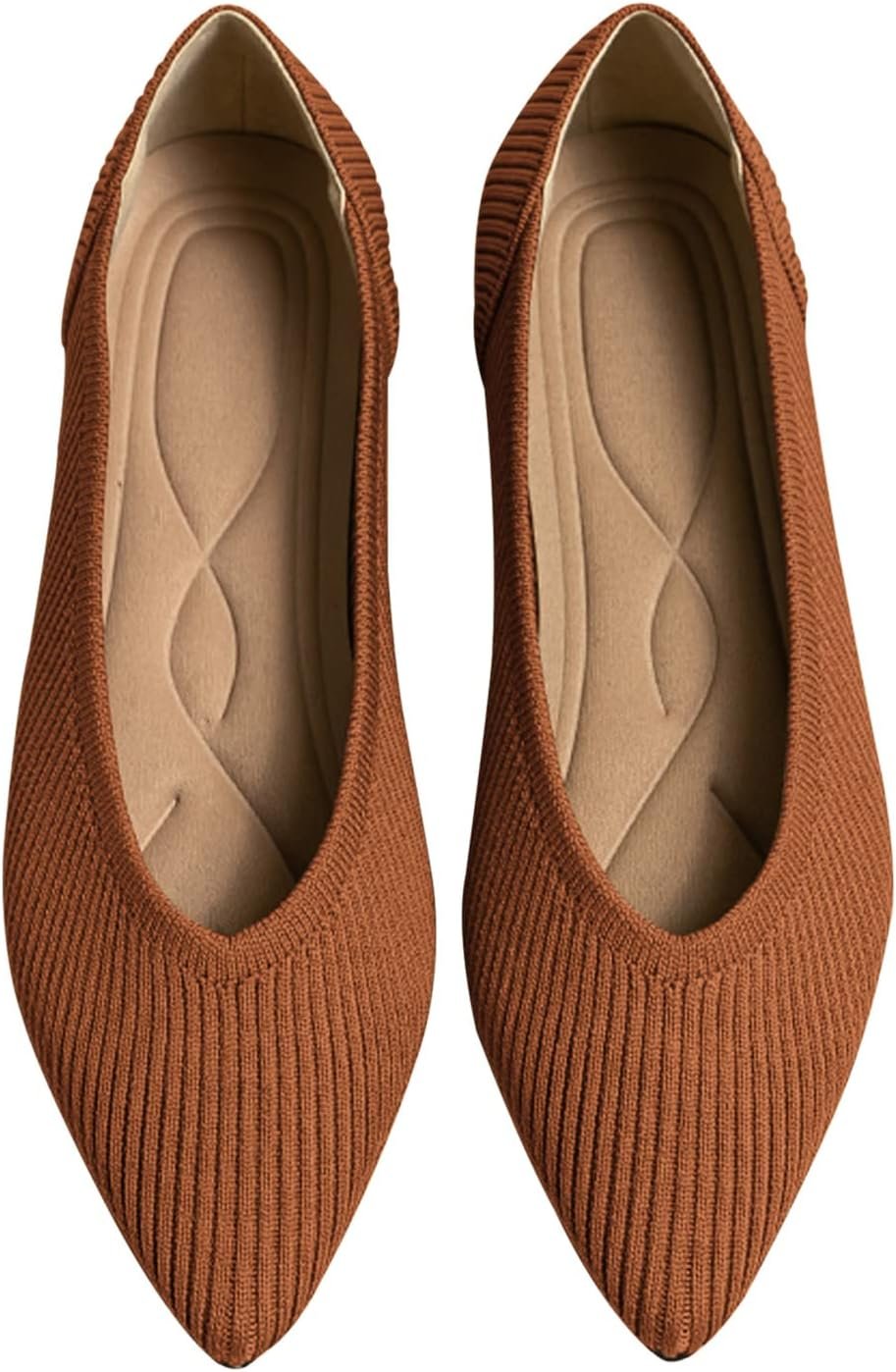 TINGRISE Women’s Flats Shoes Pointed Toe Knit Ballet Comfortable Dressy Slip On Flat