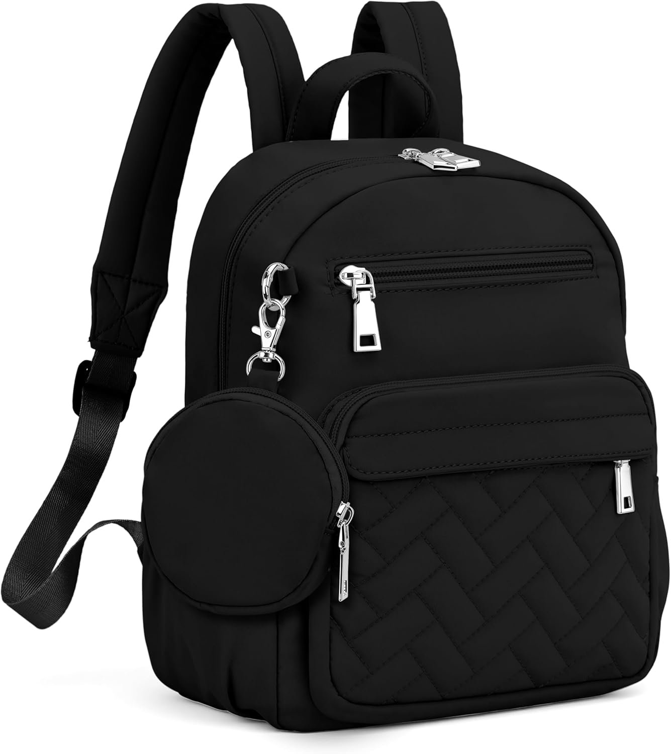 SYTRAH Mini Backpack for Women Small Backpack Purse, Anti Theft Backpack Waterproof Lightweight Puffer Back packs for Travel, Work with Coin Purse Black