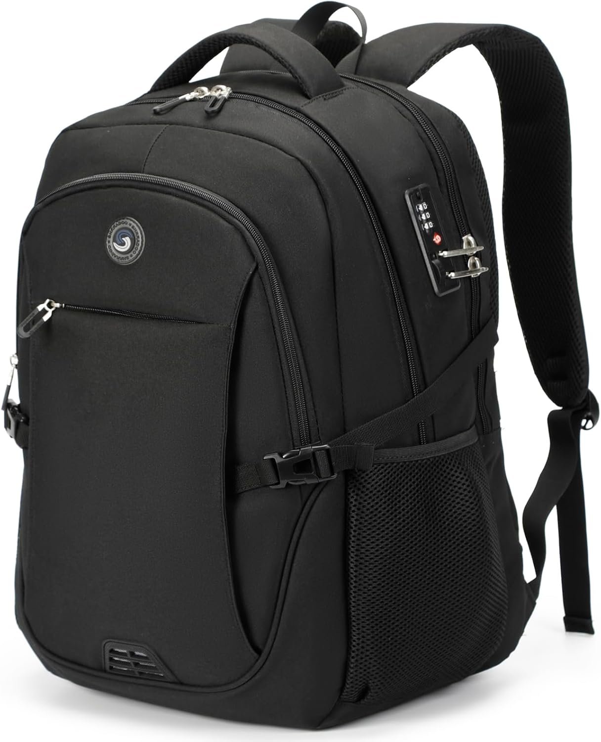 SHRRADOO Anti Theft Laptop Backpack Travel Backpacks with Combination Lock for Women Men College Backpack Computer Bag Fits 17 Inch Laptop,Black