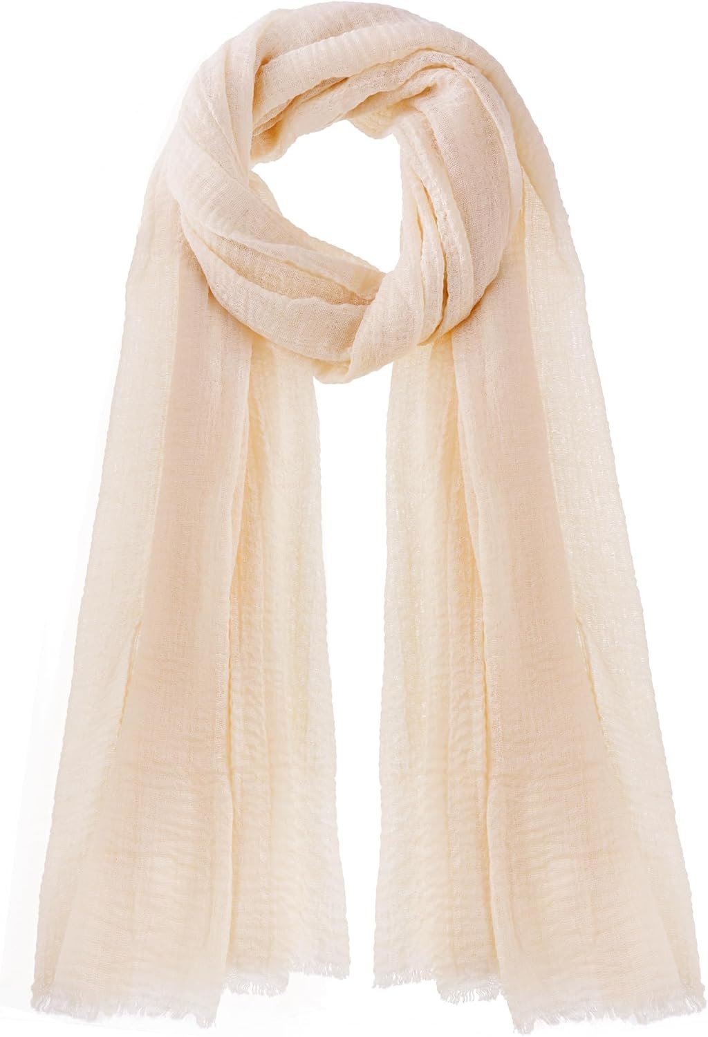 Nydotd Women Summer Cotton Linen Scarf Crinkle Long Beach Shawl Wrap hijab with Fringe
