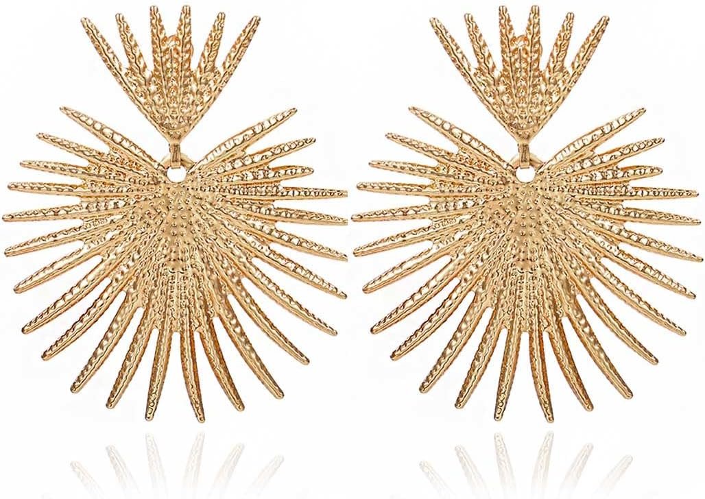 Heart Dangle Earrings Studs Gold Star Statement Earrings Flower Geometric Exaggerated Earrings Punk Minimalist Ear Jewelry for Women and Girls (Gold)