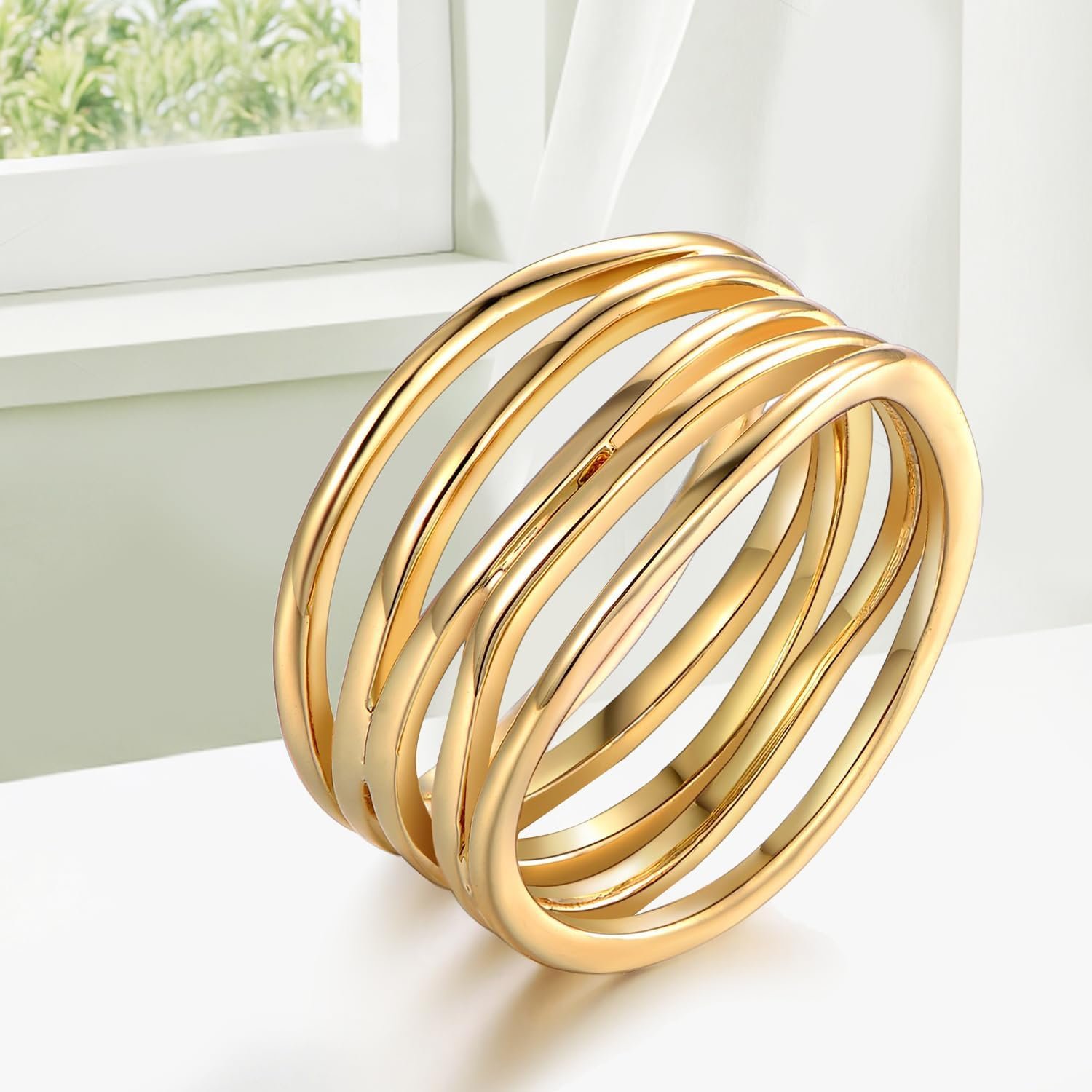 Elegant 18K Gold Plated Statement Ring for Women, Stylish Fashion Ring