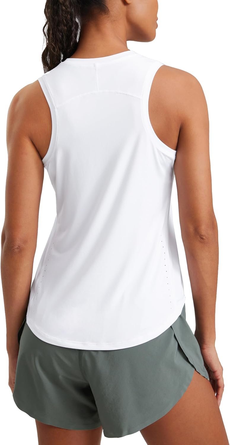 CRZ YOGA Lightweight Workout Tank Tops for Women – Athletic Running Sleeveless Shirts Racerback High Neck T-Shirt