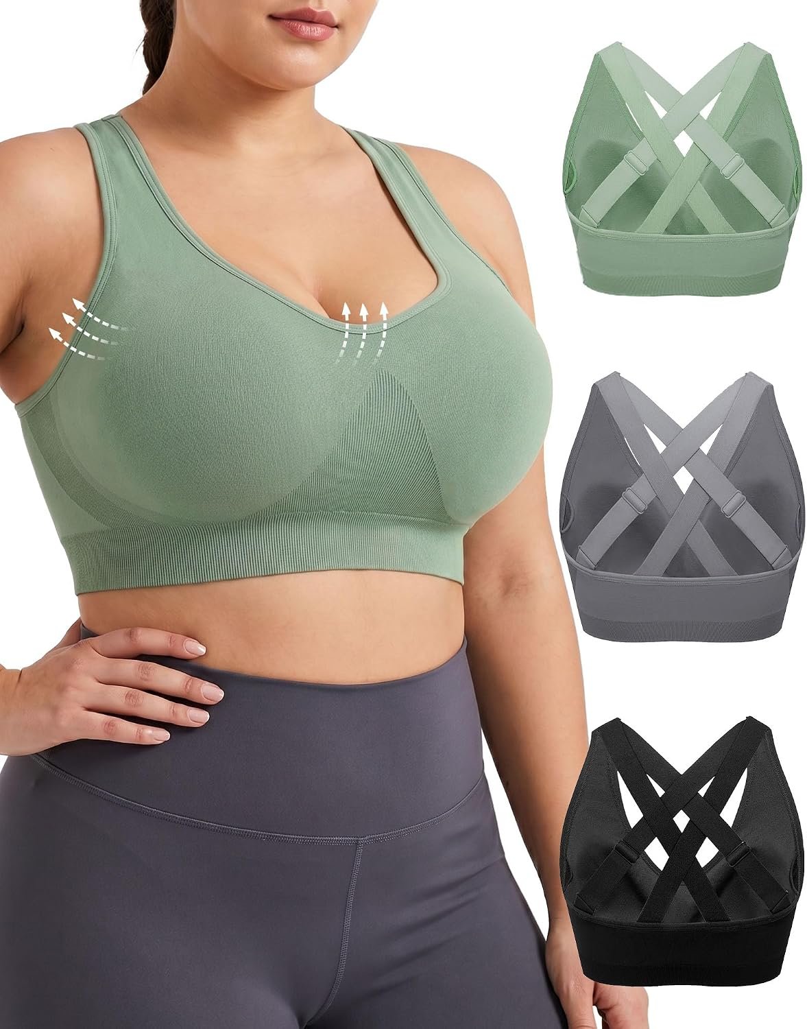 FITTIN Adjustable Sports Bra for Large-Bust: Adjust Support for Workout | No More Settling Dial in Your Perfect Fit Full Coverage No Spillage for Gym & Yoga – for C–DDD Cup Plus Size Large Bust Women