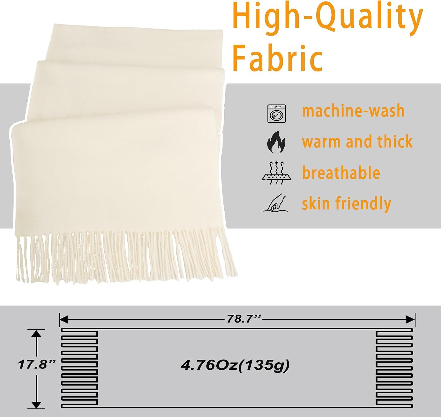 Winter-Scarfs for Women Soft-Warm Shawls-Wraps Scarves with Tassels for Cold Weather(18‘’ x79‘’)