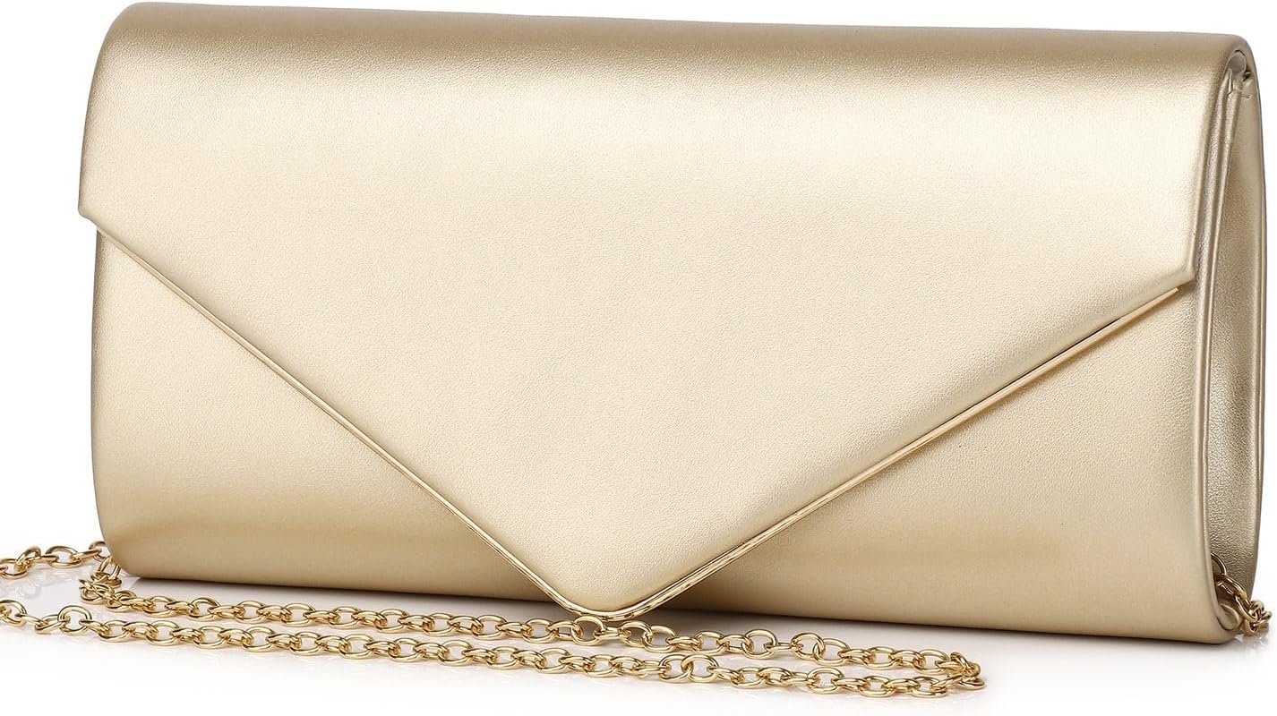 DETARA Women Evening Bag Vegan Leather Clutch Purse Shoulder Crossbody Envelope Bag for Party Wedding Prom Bridal