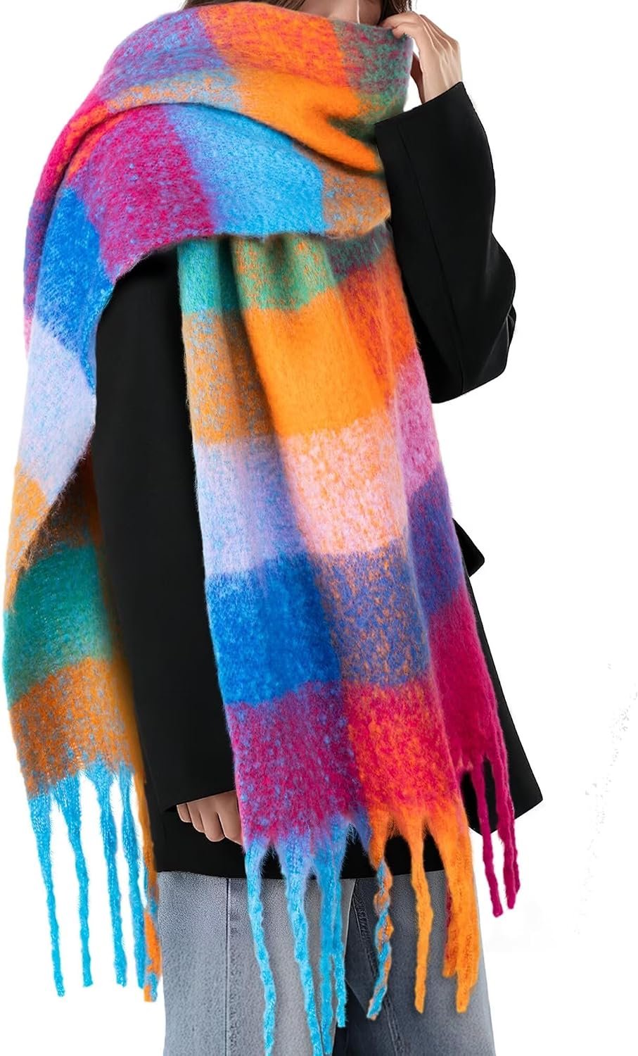 Colorful Winter Scarf for Women – Warm Chunky Blanket Scarves