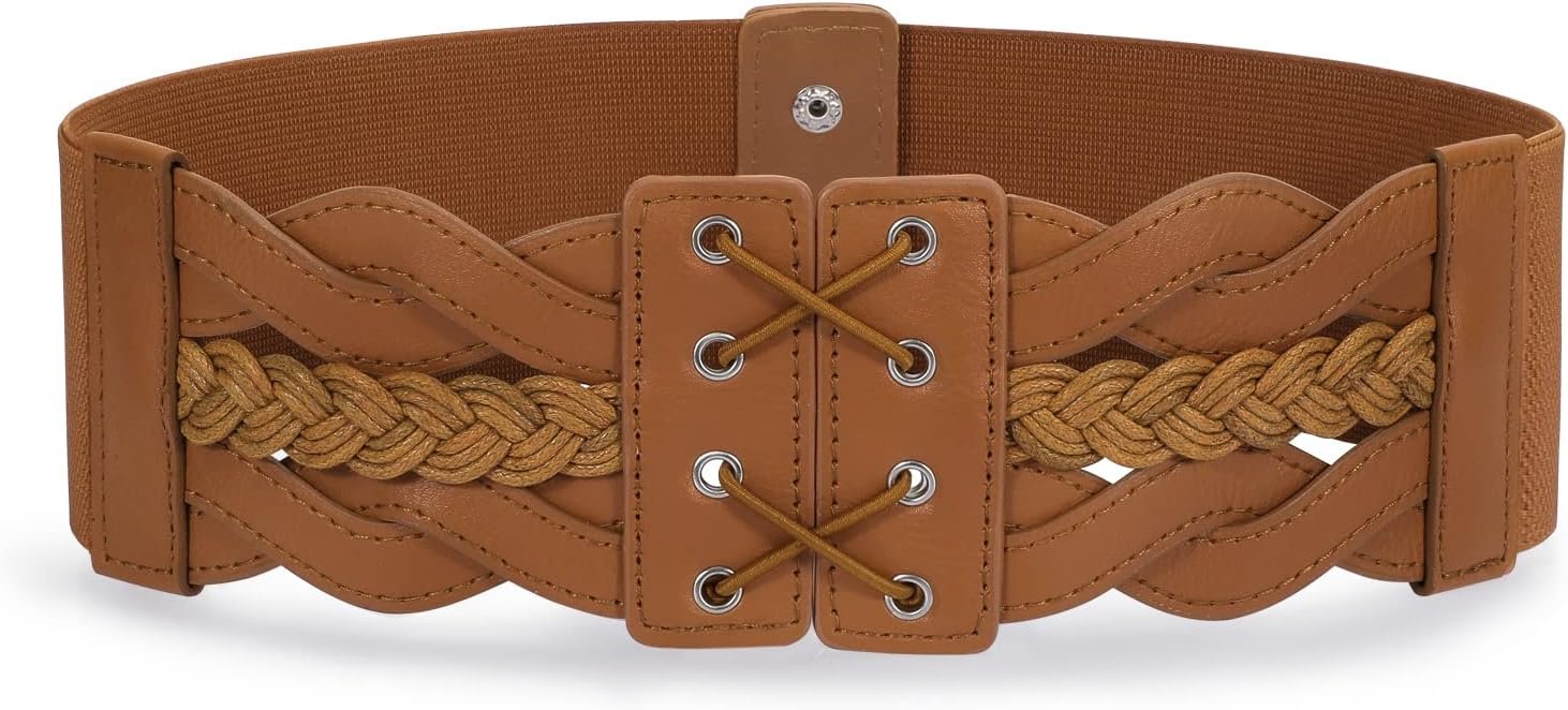 JASGOOD Women Elastic Wide Vintage Stretchy Belt for Dresses Retro Fashion Waist Belt