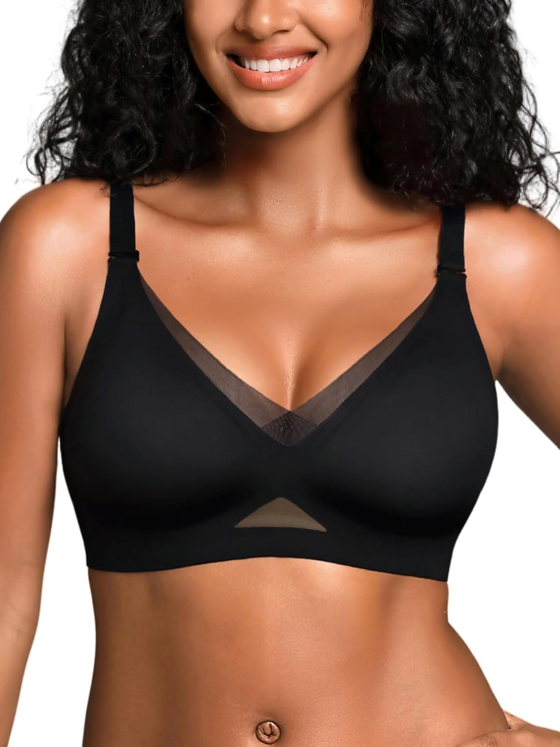 Jelly Bras for Women No Underwire, Full Coverage Seamless Comfortable Bralette with Support and Lift, Wireless Padded Bra