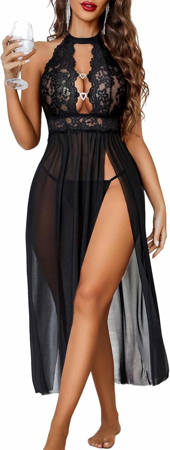 Avidlove Women Lingerie Lace Babydoll Nightdress Sexy Chemise Nightgown V Neck Nightdress Sleepwear