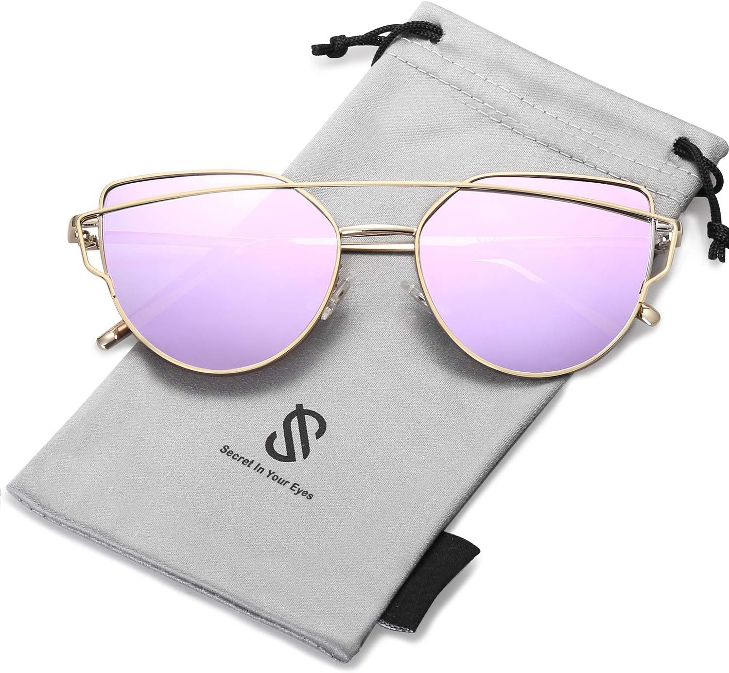 SOJOS Cat Eye Sunglasses for Women Fashion Designer Style Mirrored Lenses SJ1001