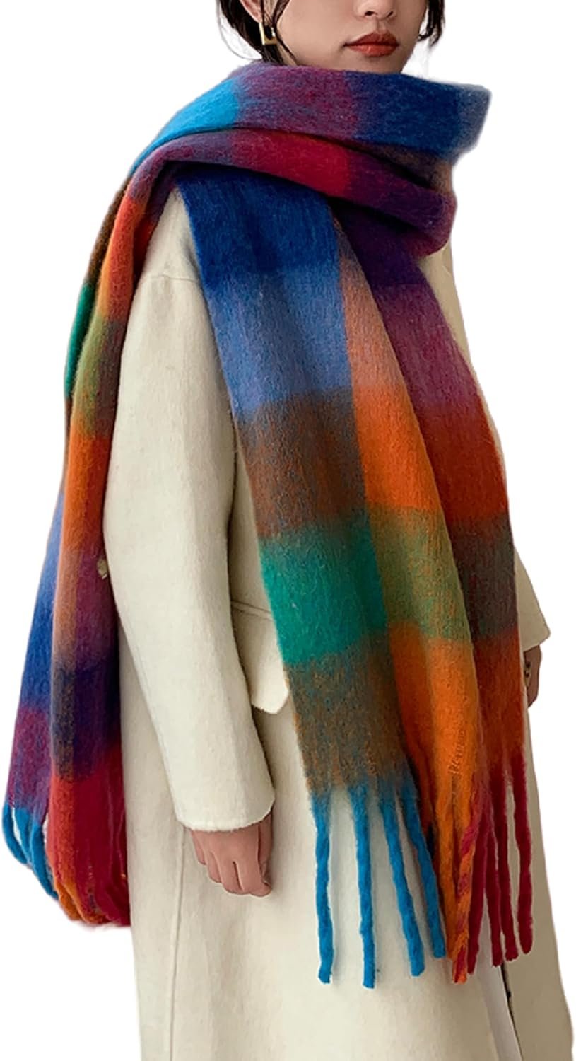 Wander Agio Winter Women Warm Scarf Long Shawl Large Scarves Cold Weather Thick Blanket Scarfs Colorful Plaid