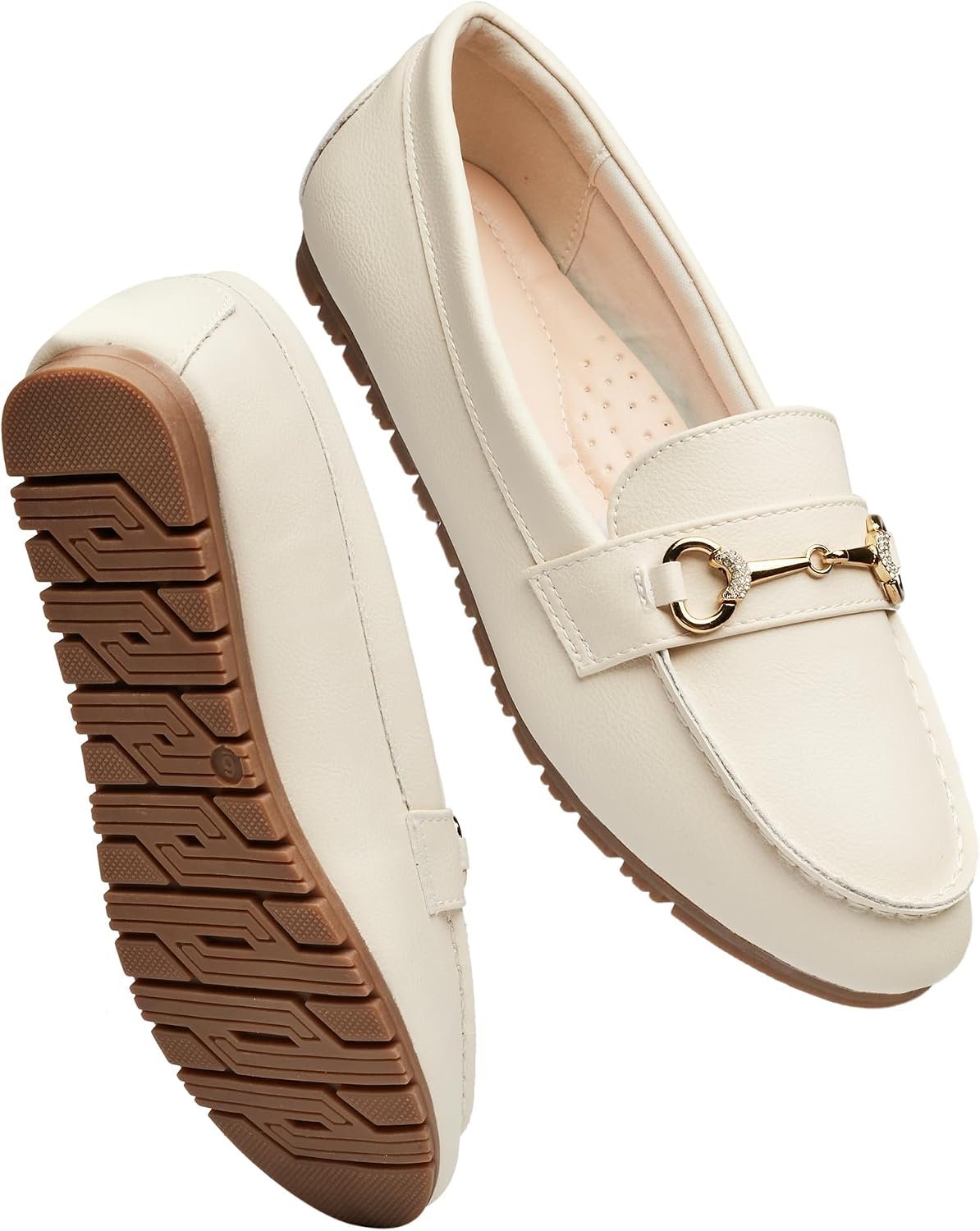 Women’s Wide Loafers Casual Slip on Flat Shoes Women’s Comfort Penny Loafers with Arch Support Women Dressy Moccasins