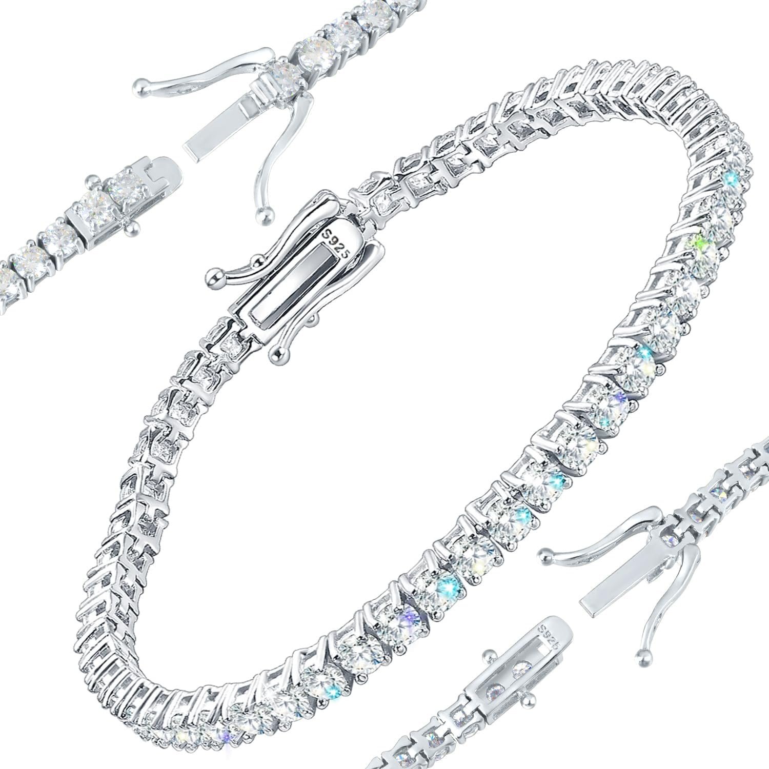 Gem’s Beauty 2-6.5mm Moissanite Tennis Bracelet for Women mens Bracelets Gifts Diamond Tennis Bracelet Gifts