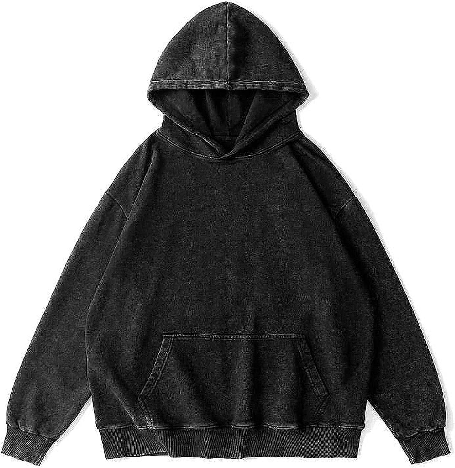 Wrenpies Oversized Vintage Hoodie for Women Cotton Loose Fit Baggy Hooded Sweatshirt Trendy Basic Acid Wash Pullover Top