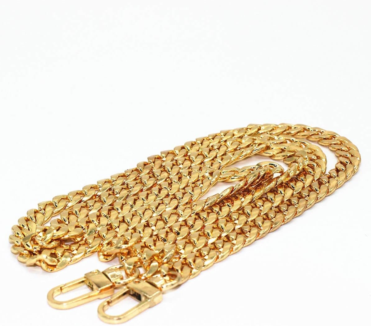WEICHUAN 47″/120cm Gold Iron Flat Chain for Handbag Shoulder Bag Crossbody Bag Purse Chain Strap Replacement, with Metal Buckles- 6 OZ in Weight (Gold)
