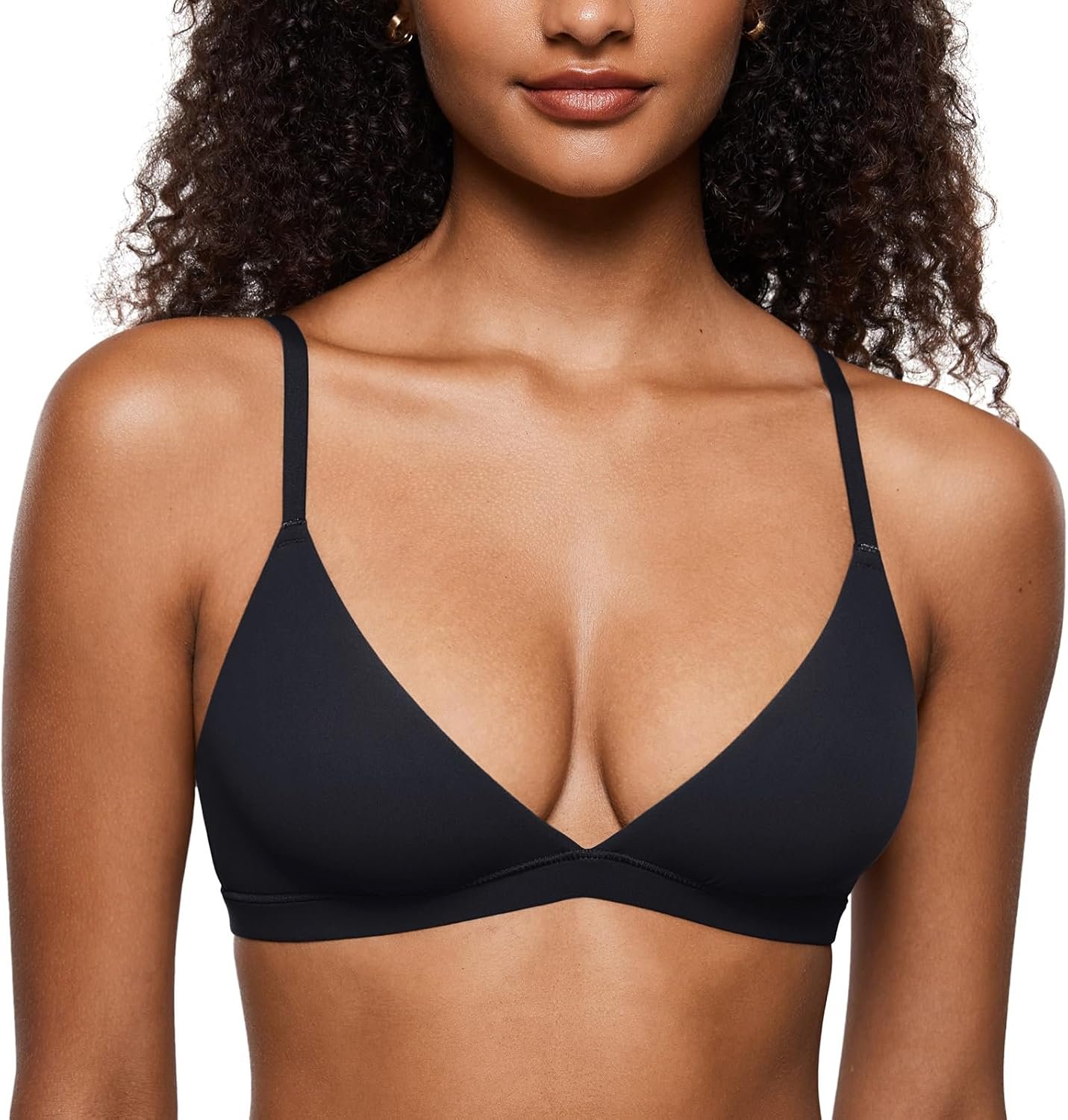 INLYRIC Women’s Inbarely Triangle Bralette Plunge Unlined Seamless Bra No Underwire Sexy Comfortable Everyday
