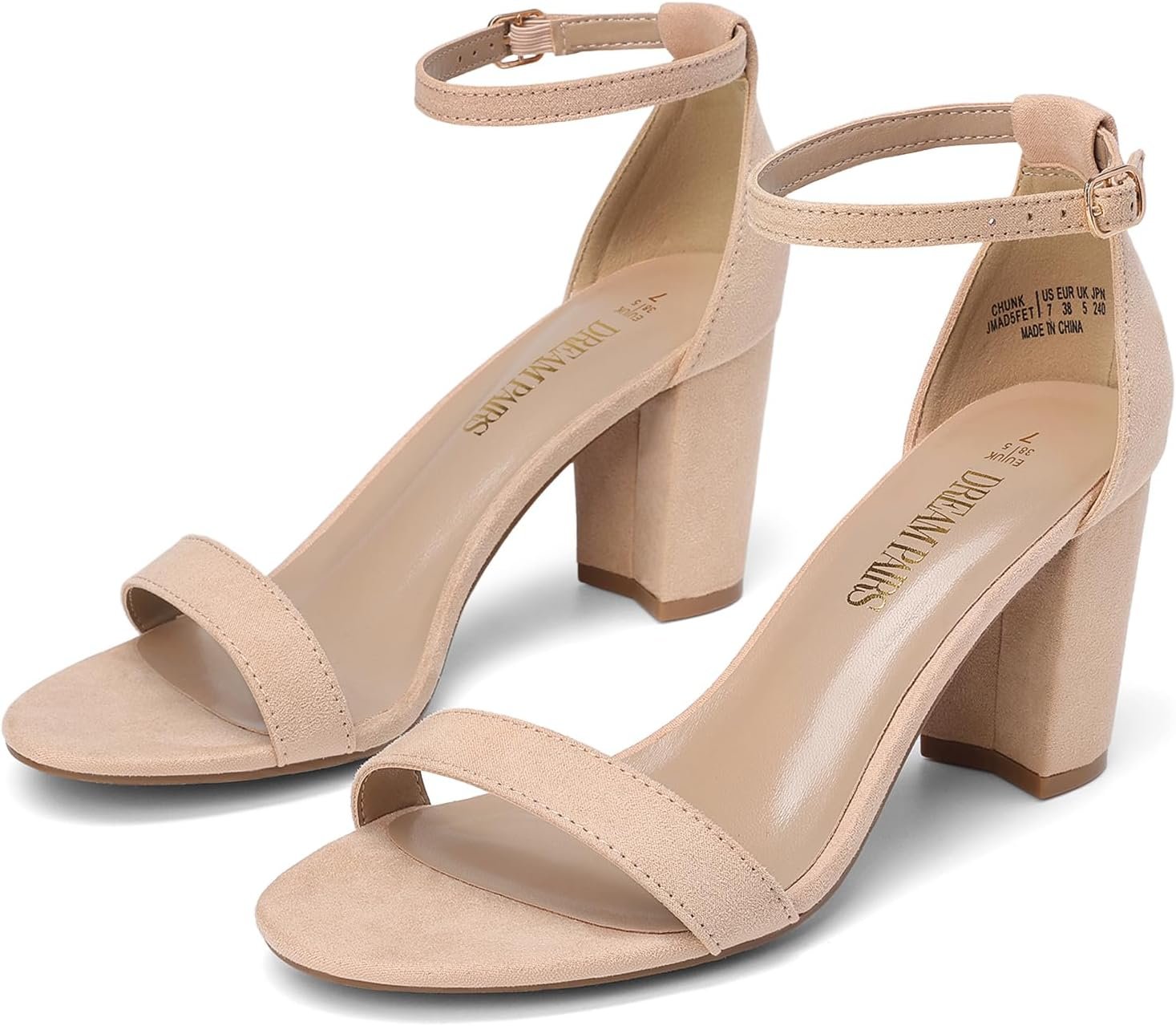 DREAM PAIRS Women’s Chunky Block Heel Sandals, Open Toe Ankle Strap Dress Shoes, Comfortable Wedding Guest Heels for Party, Prom and Formal Events