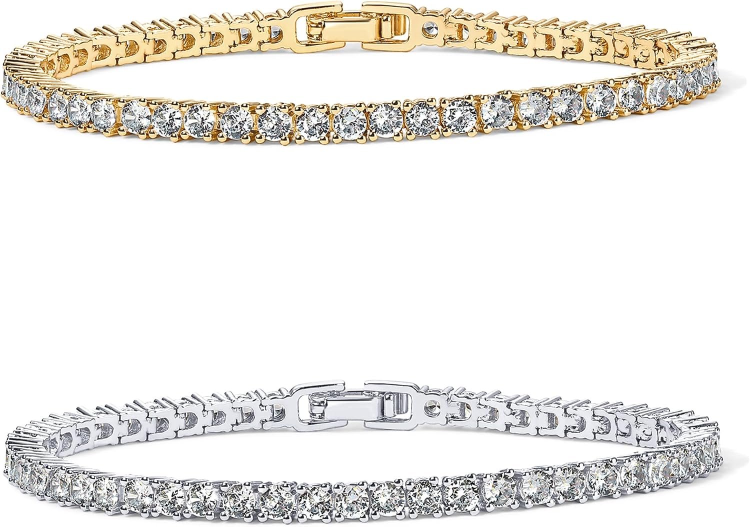 PAVOI 14K Gold Plated 3mm Cubic Zirconia Classic Tennis Bracelet | Gold Bracelets for Women