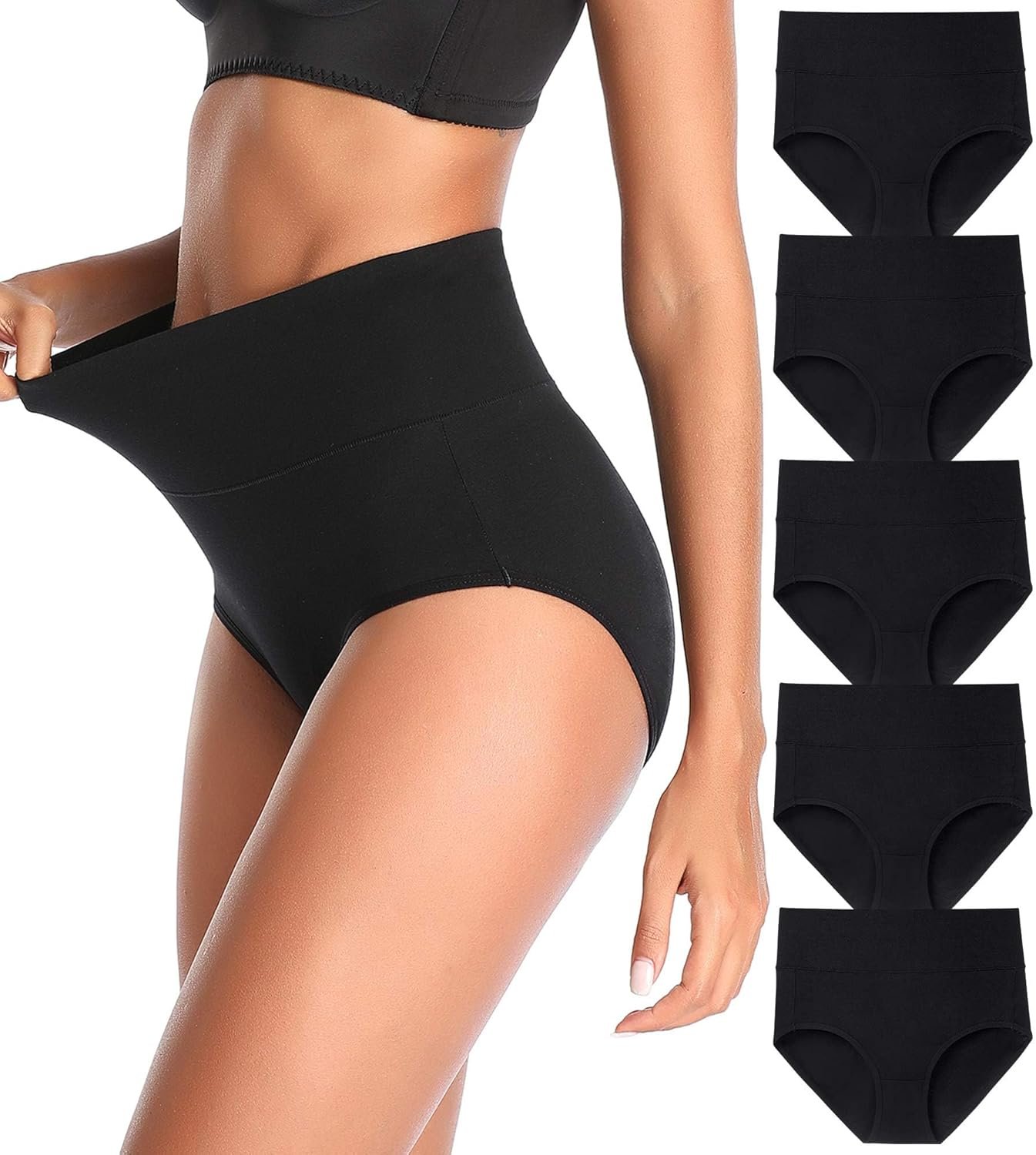Women’s High Waist Cotton Underwear Stretch Briefs Soft Comfy Ladies Panties MultiPack