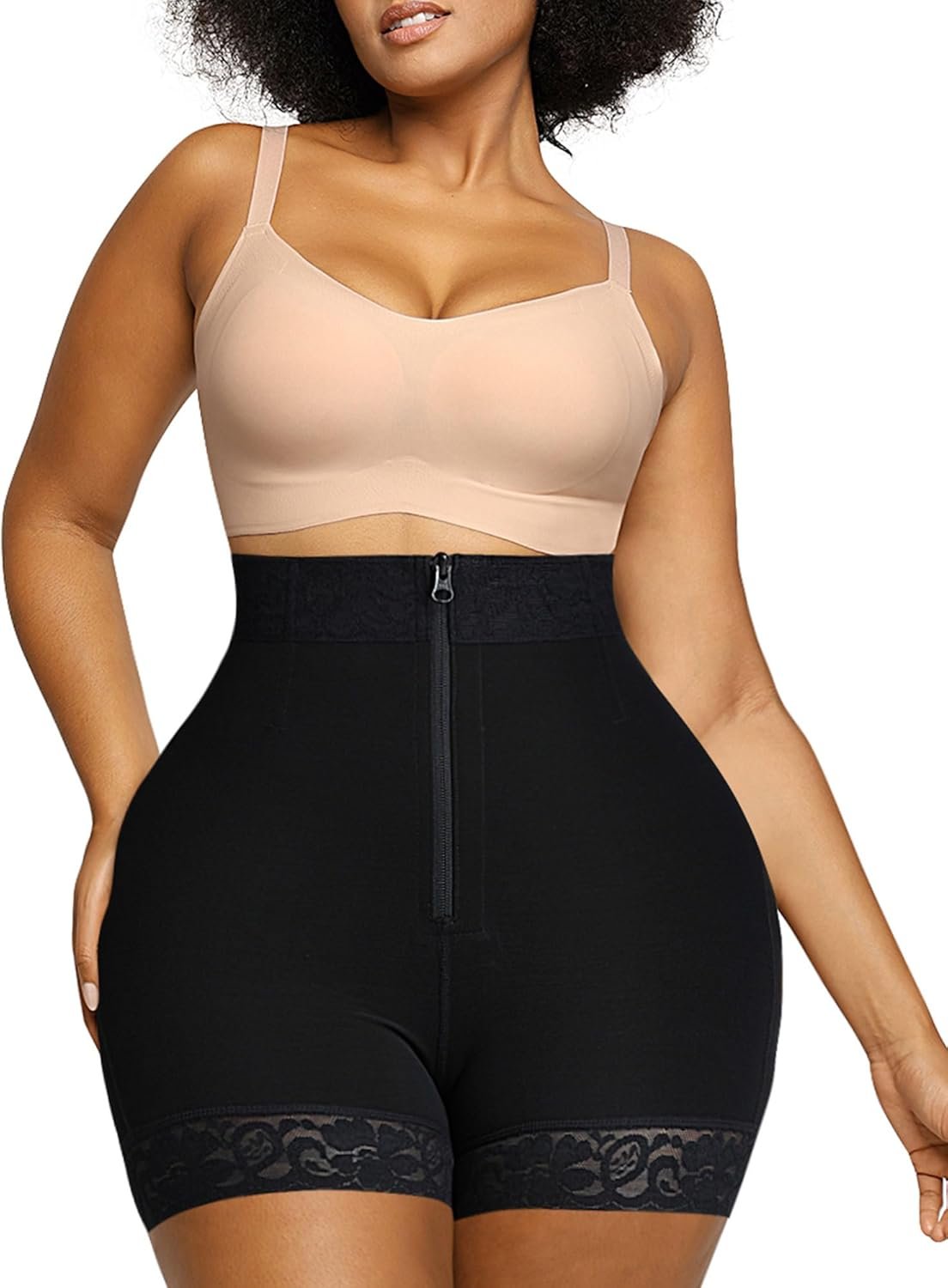 SHAPELLX Shapewear Tummy Control Fajas Colombianas Moldeadoras Butt Lifting Shapewear Shorts For Women With Zip Closure