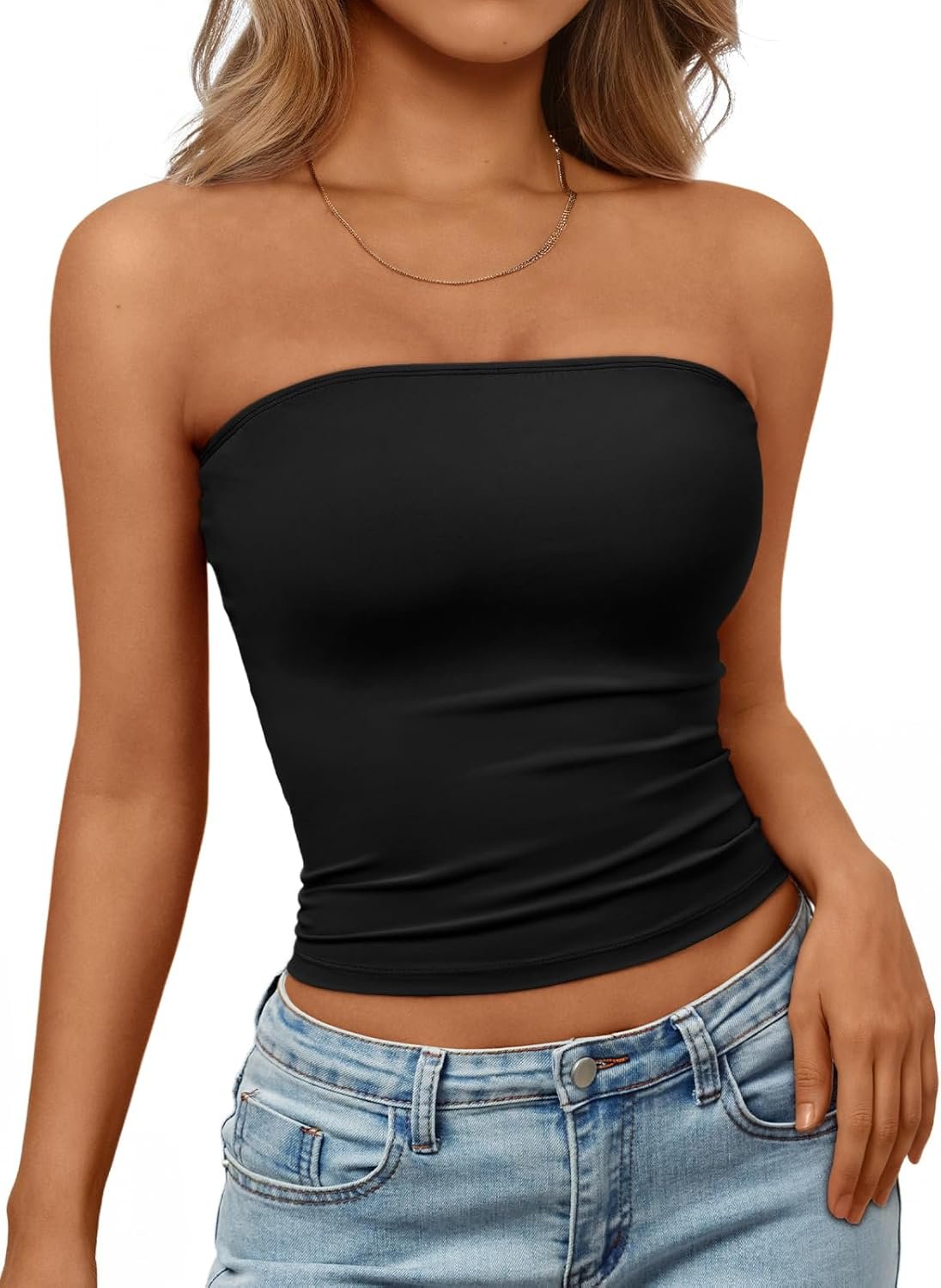 Trendy Queen Women’s Strapless Bandeau Crop Top