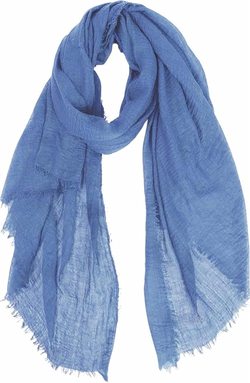 Cotton Blend Vintage Soft Scarf With Fringed Edges