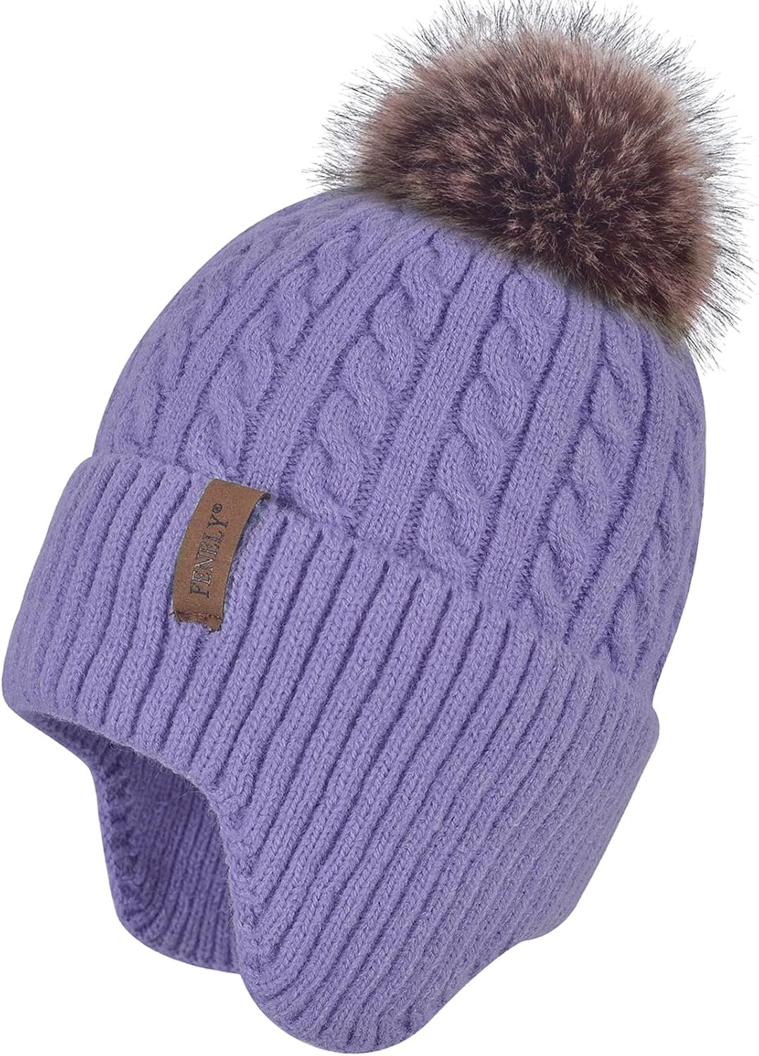 FENELY Women’s Knitted Warm Beanie Winter Hat, Warm Chunky Snow Hat with Pompom