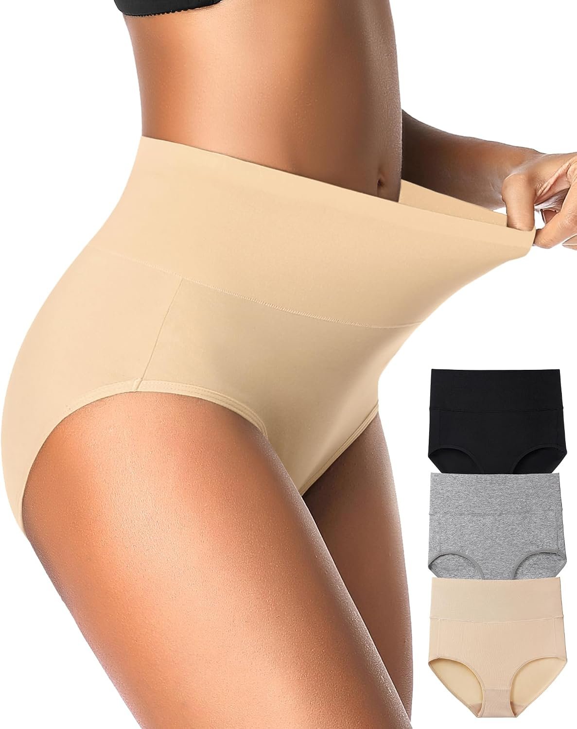 Eiggam Tummy Control Underwear Soft High Waisted underwear Full Coverage Briefs Breathable Postpartum Cotton Womens Panties