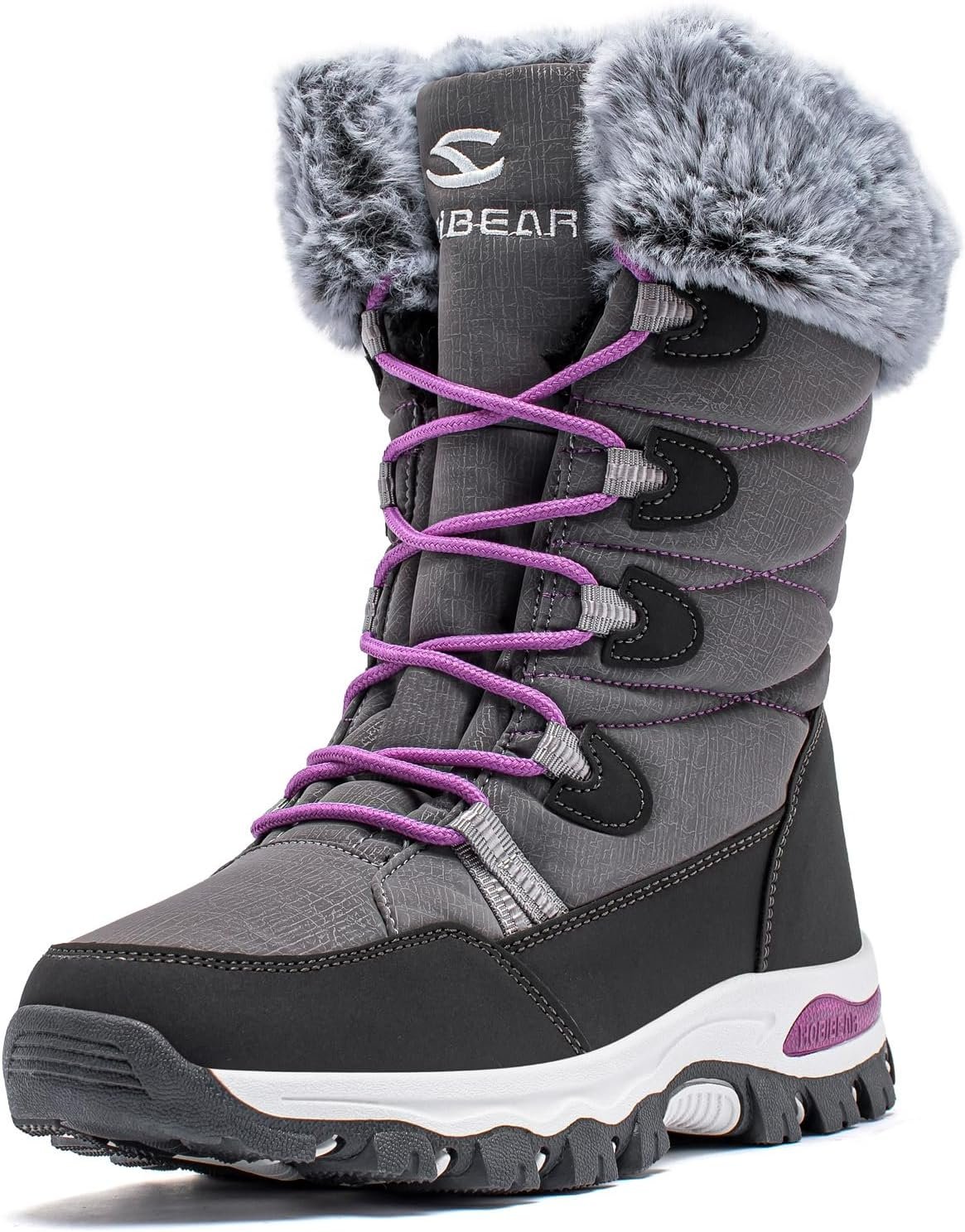 HOBIBEAR Women’s Waterproof Winter Snow Boots Lightweight Warm Faux Fur Lined Mid-Calf Booties