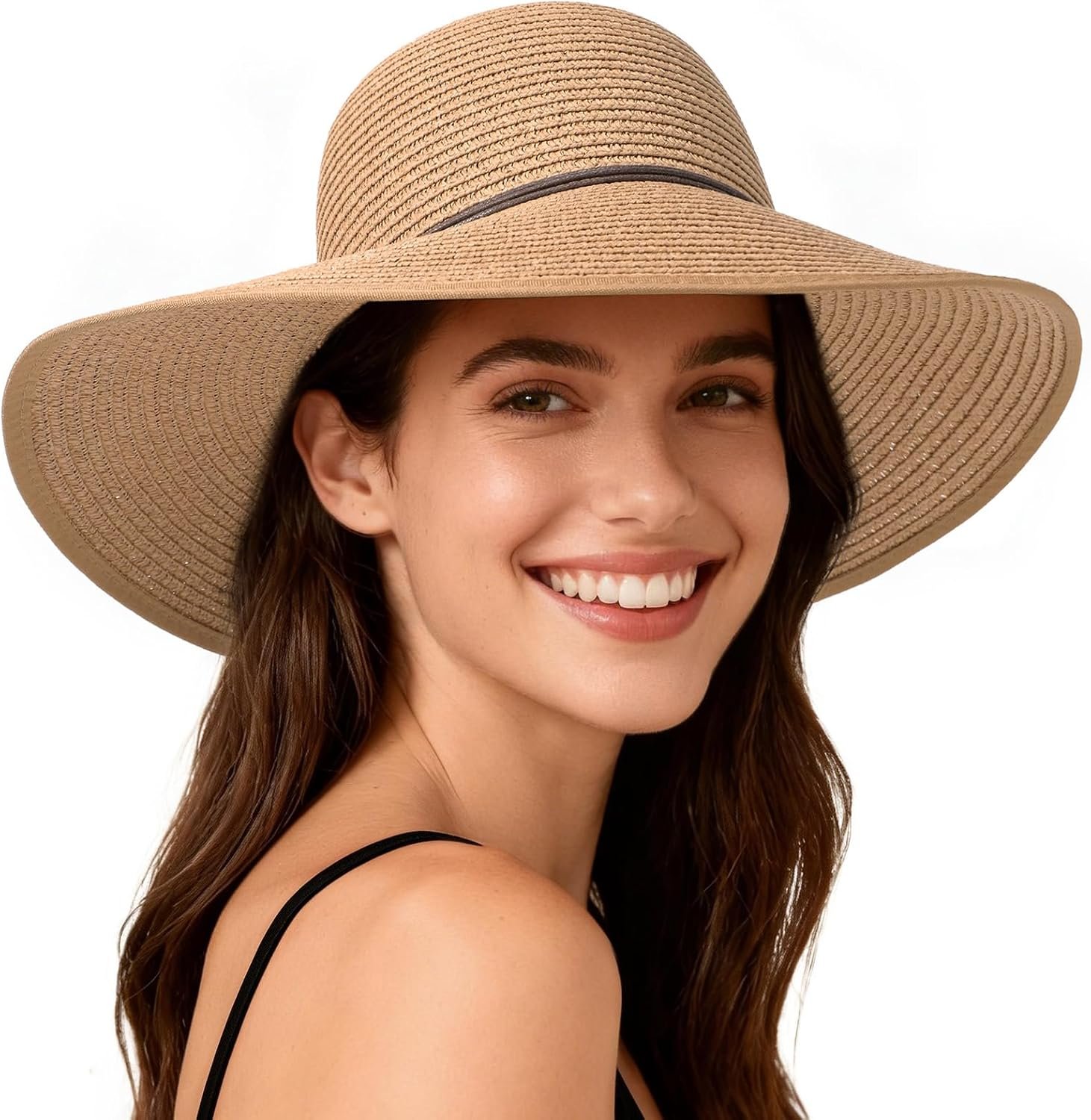 Sun Hats for Women, Straw Hats UPF 50+ Sun Protection, Wide Brim Womens Beach Hat for Summer Travel