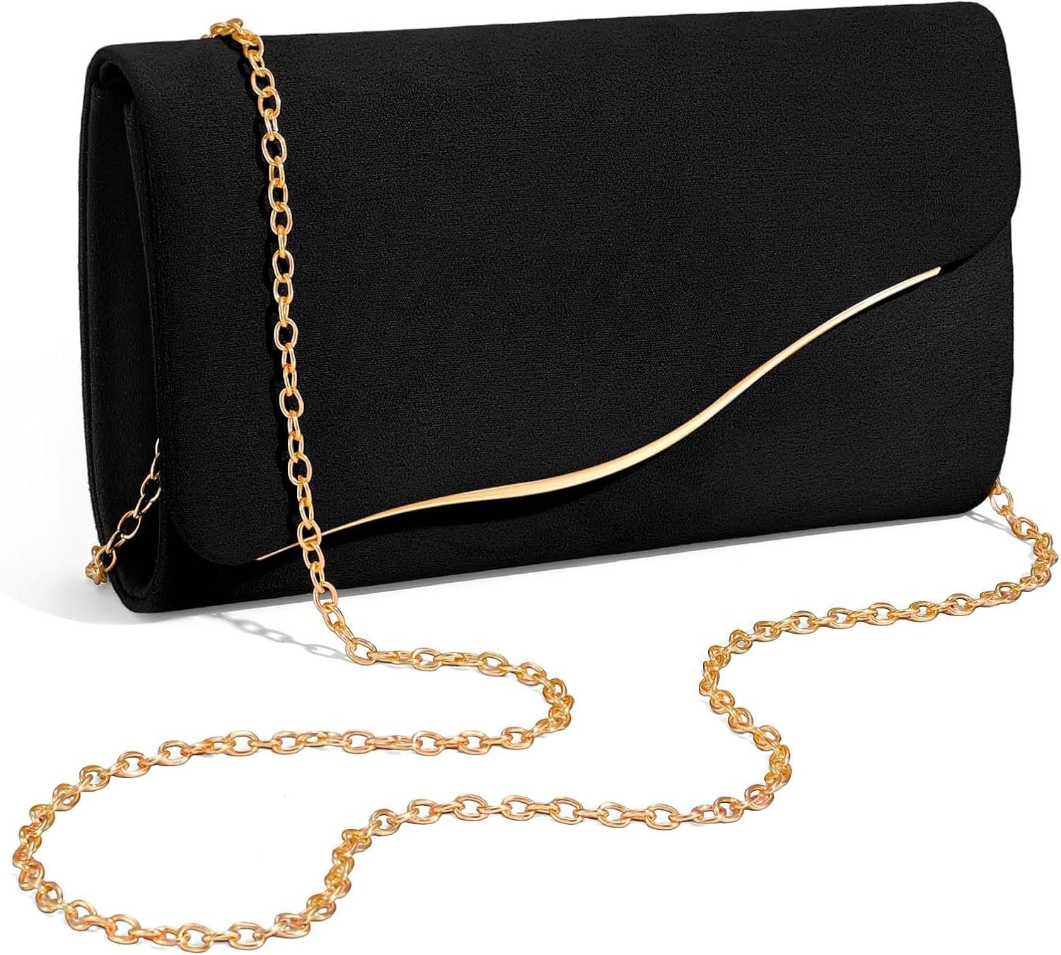 Suede Formal Evening Bag Clutch Purses for Women with Detachable Chain Evening Clutch for Wedding Cocktail Party