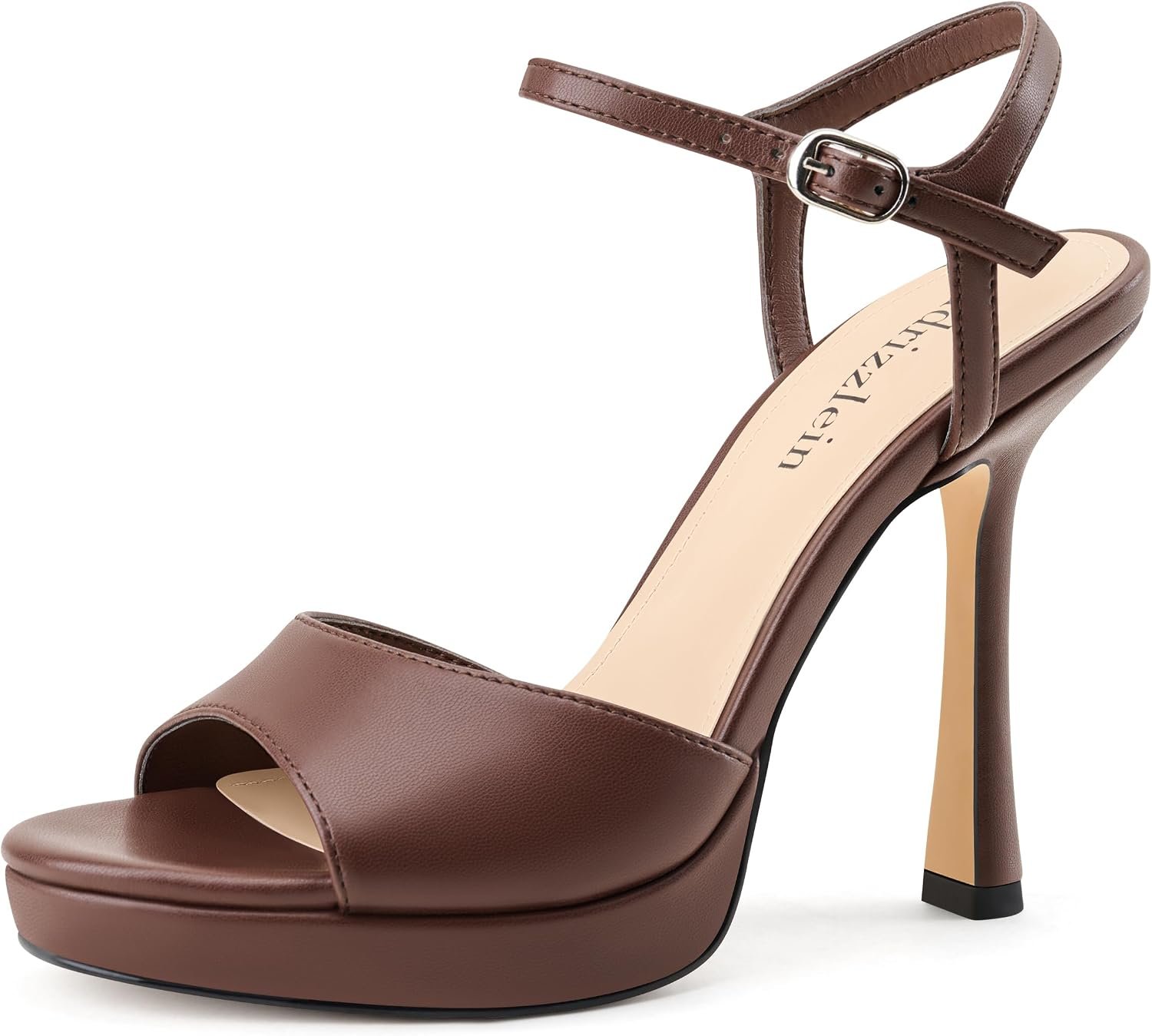 Adrizzlein Platform Heels for Women Stiletto Open Toe High Heels Strappy Heeled Sandals with Ankle Strap Sexy Comfort Dress Wedding Shoes