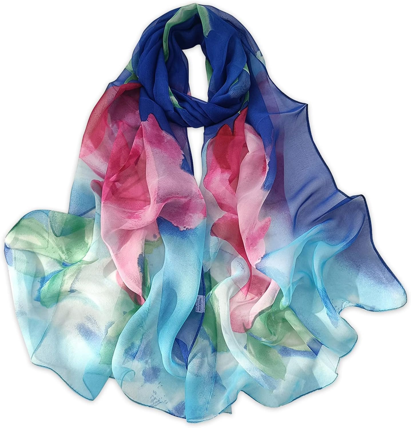E-Clover Women Soft Floral Print Shawl Chiffon Sheer Scarf