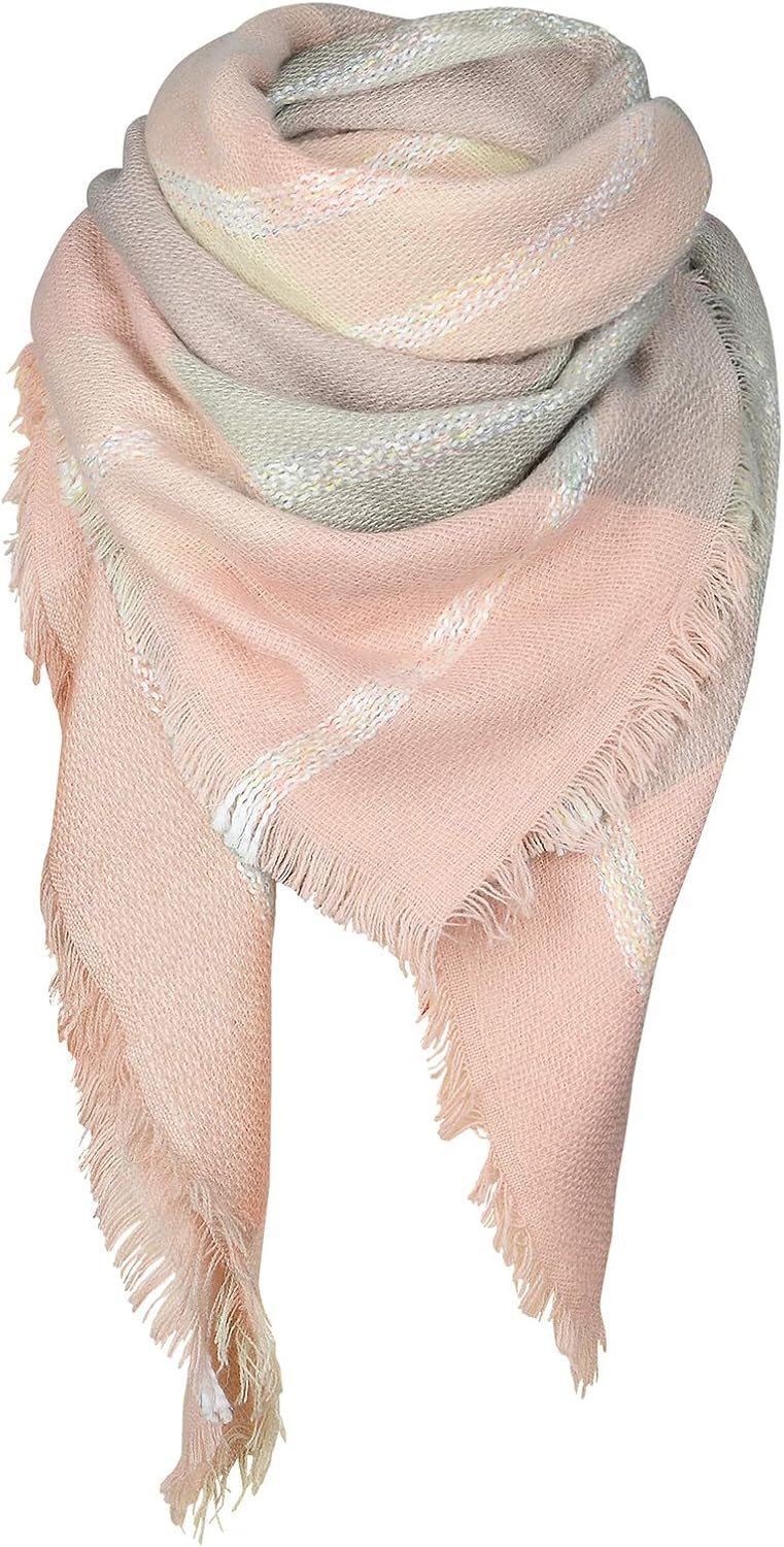 American Trends Womens Fall Winter Scarf Plaid Tassel Soft Warm Blanket Scarves Womens Shawl Wraps